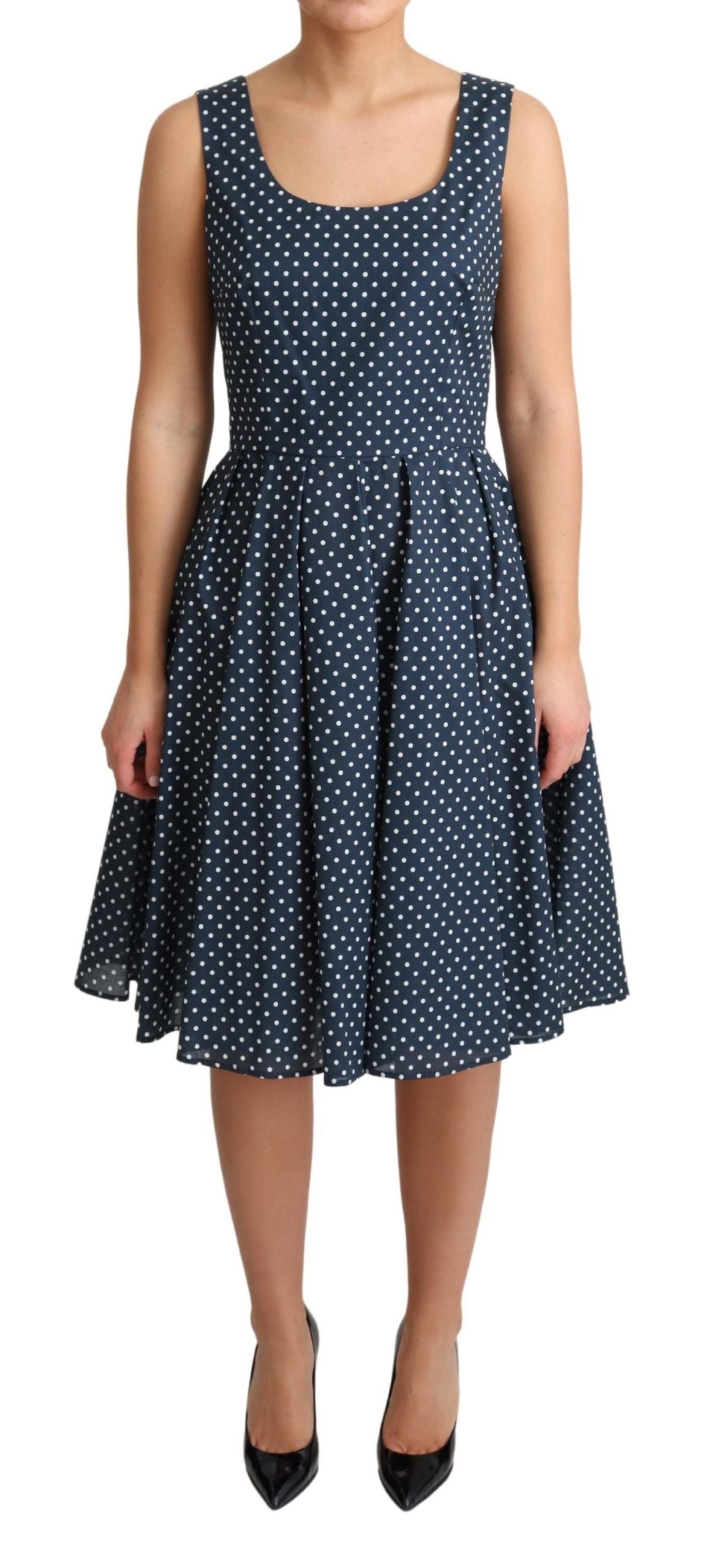 Dolce & Gabbana Blue Dotted Cotton A-Line Gown Dress | Regal Royce