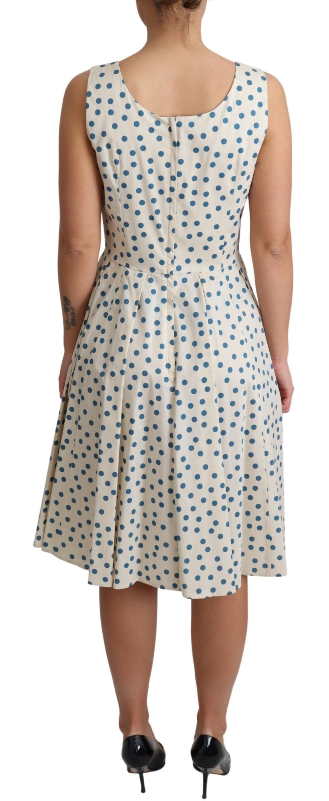 Dolce & Gabbana Beige Dotted Cotton A-Line Gown Dress | Regal Royce