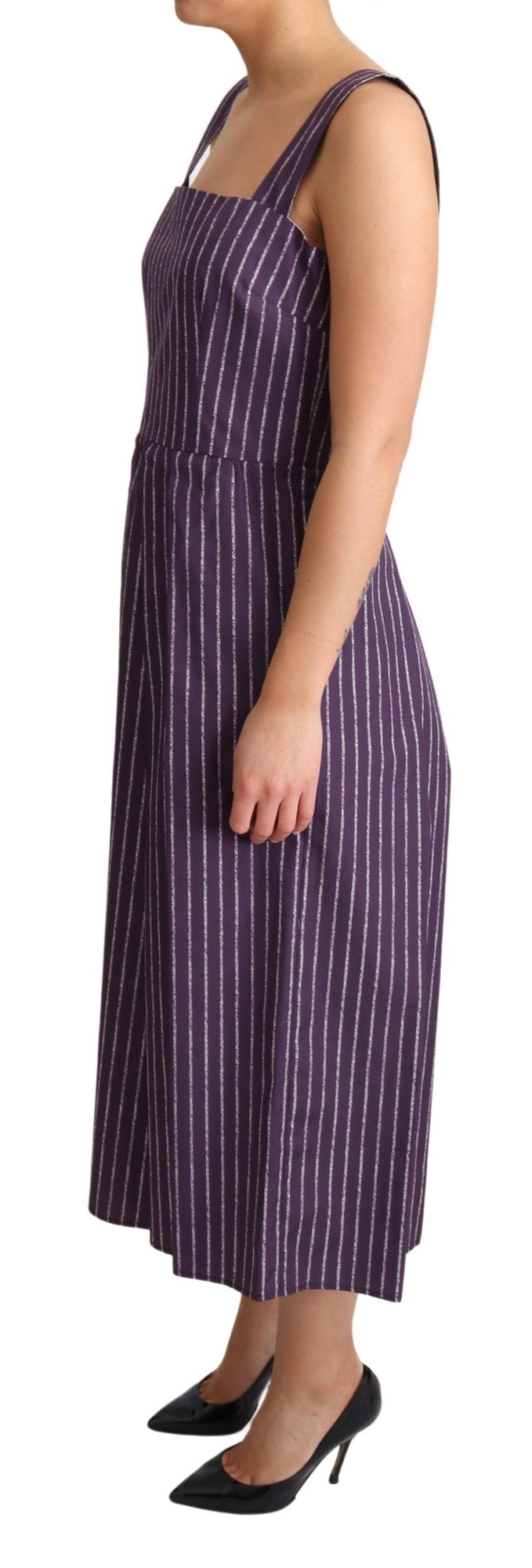 Dolce & Gabbana Purple Striped Cotton A-Line Stretch Dress | Regal Royce