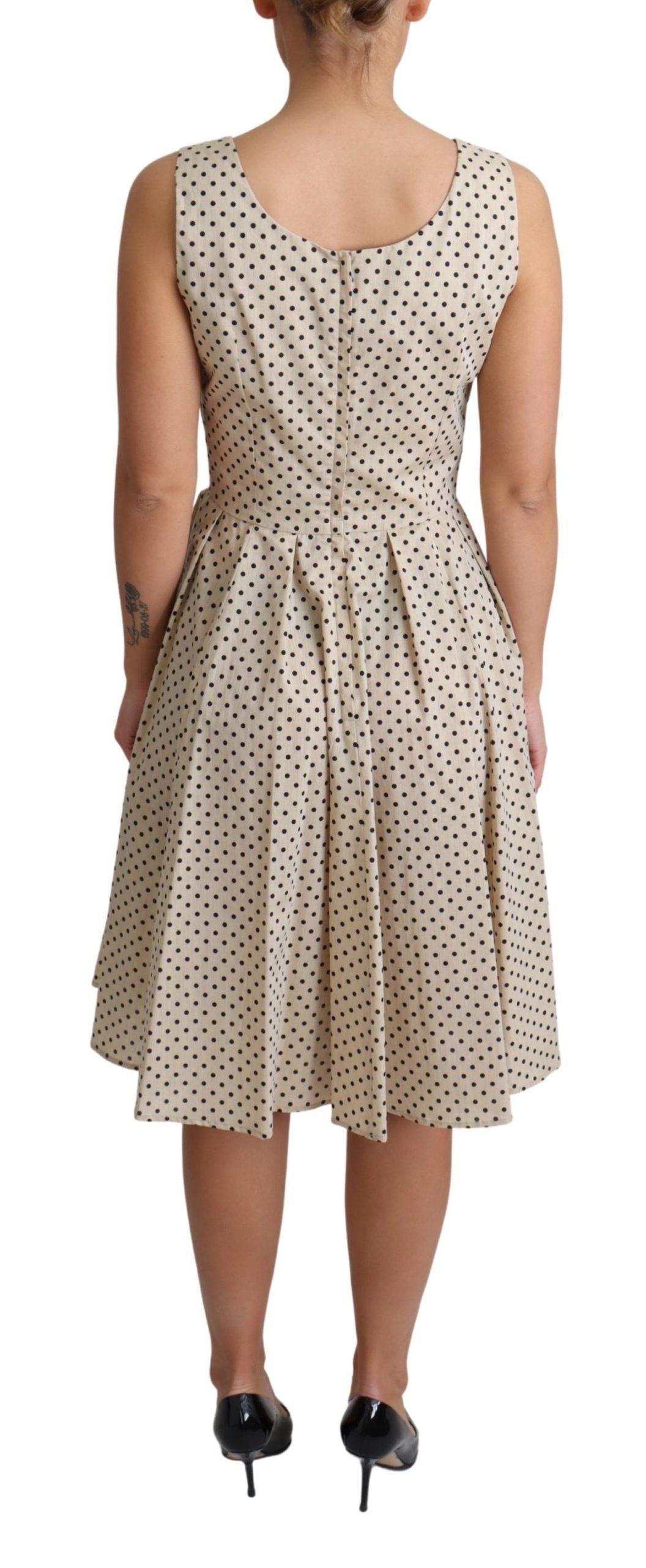 Dolce & Gabbana Beige Polka Dotted Cotton A-Line Dress | Regal Royce