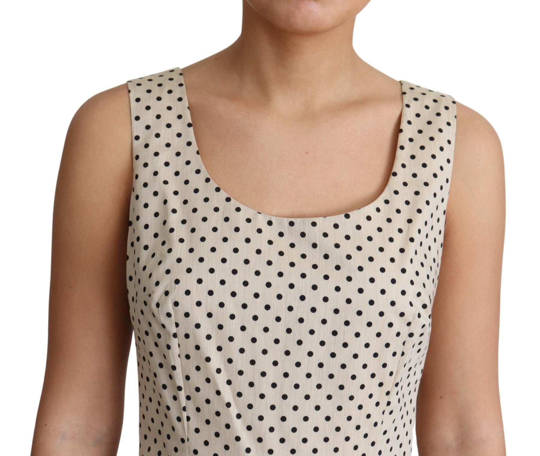 Dolce & Gabbana Beige Polka Dotted Cotton A-Line Dress | Regal Royce