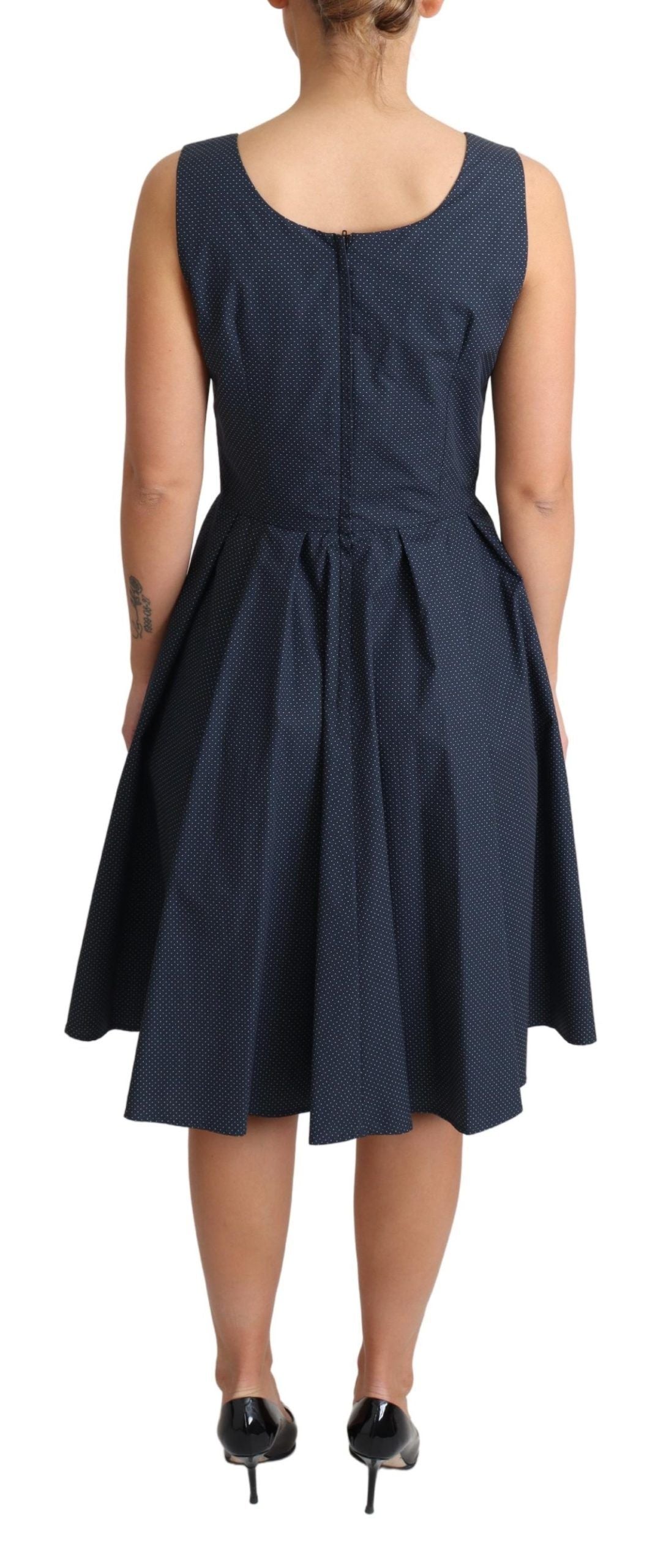 Dolce & Gabbana Blue Polka Dotted Cotton A-Line Dress | Regal Royce