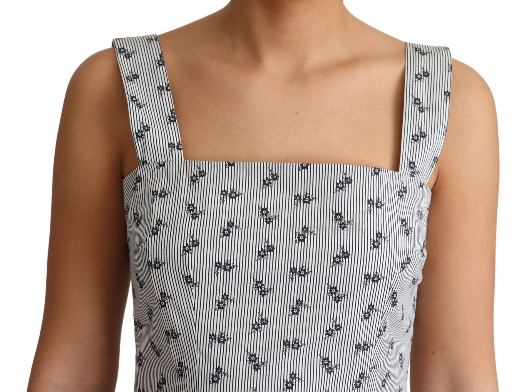 Dolce & Gabbana Blue White Floral Cotton A-Line Dress | Regal Royce