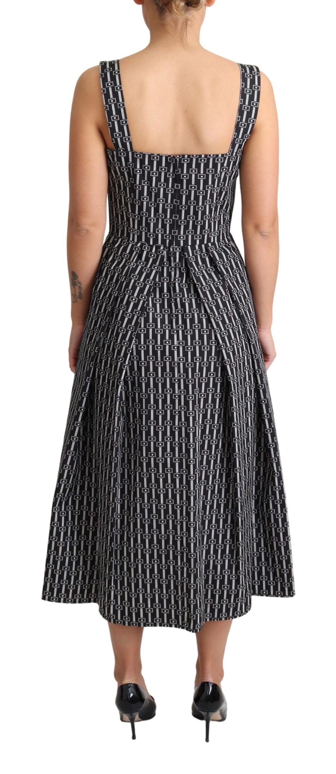 Dolce & Gabbana Black White Pattern Cotton A-Line Dress | Regal Royce