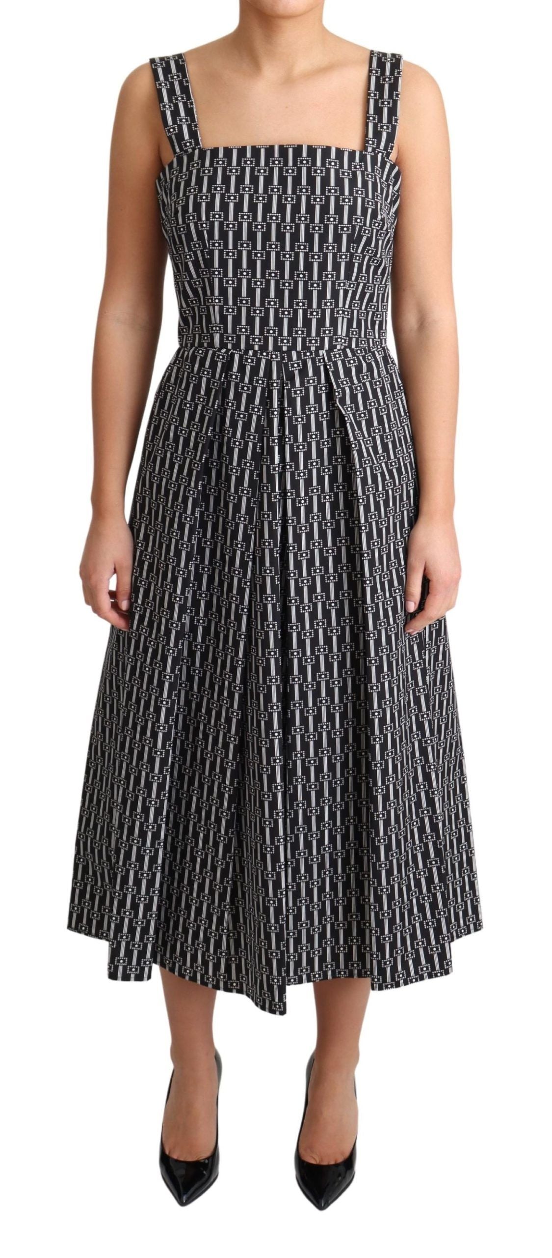 Dolce & Gabbana Black White Pattern Cotton A-Line Dress | Regal Royce