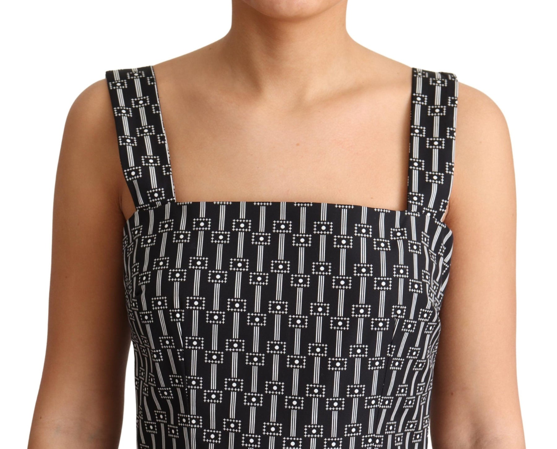 Dolce & Gabbana Black White Pattern Cotton A-Line Dress | Regal Royce
