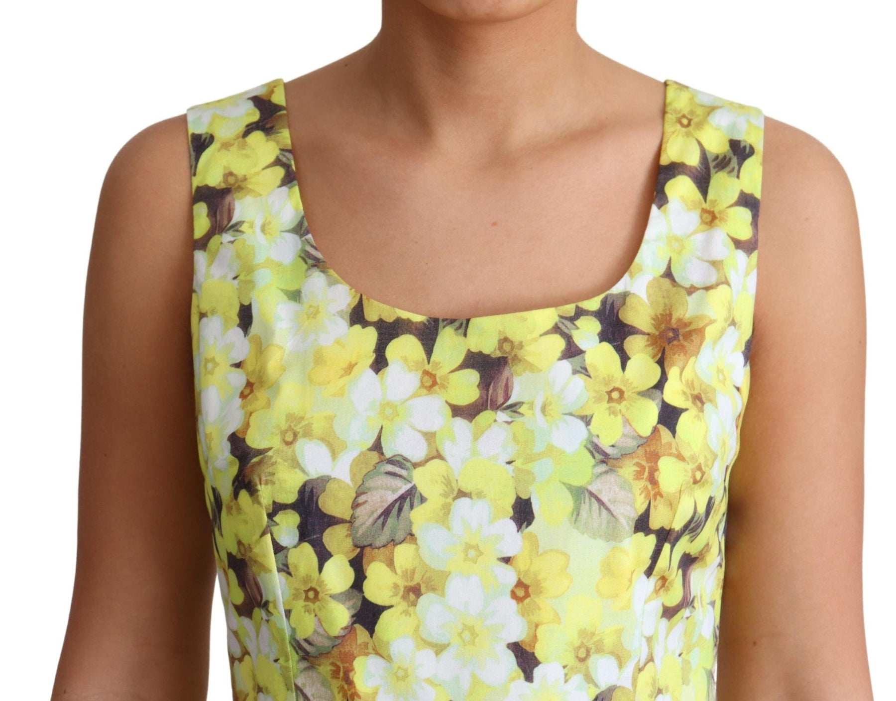 Dolce & Gabbana Yellow Floral Cotton Stretch Gown Dress | Regal Royce
