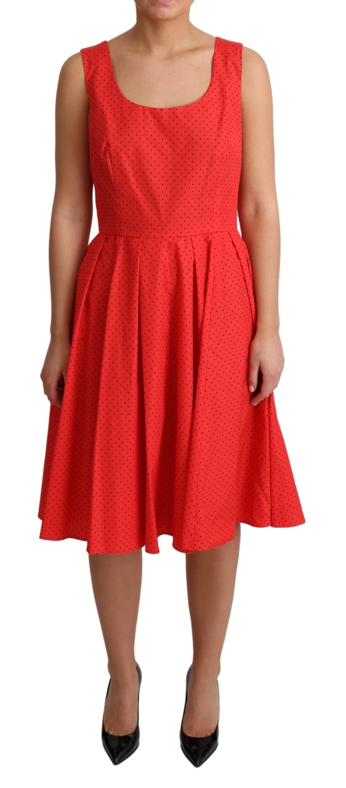 Dolce & Gabbana Red Polka Dotted Cotton A-Line  Dress | Regal Royce