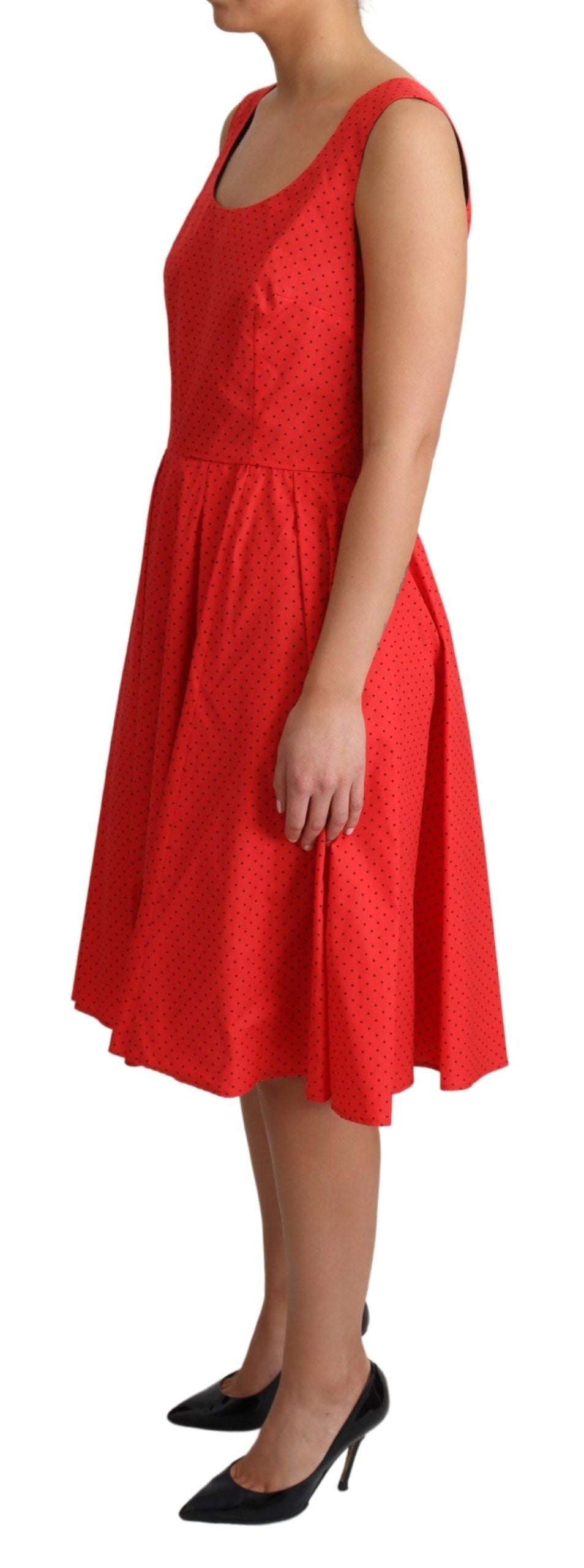 Dolce & Gabbana Red Polka Dotted Cotton A-Line  Dress | Regal Royce