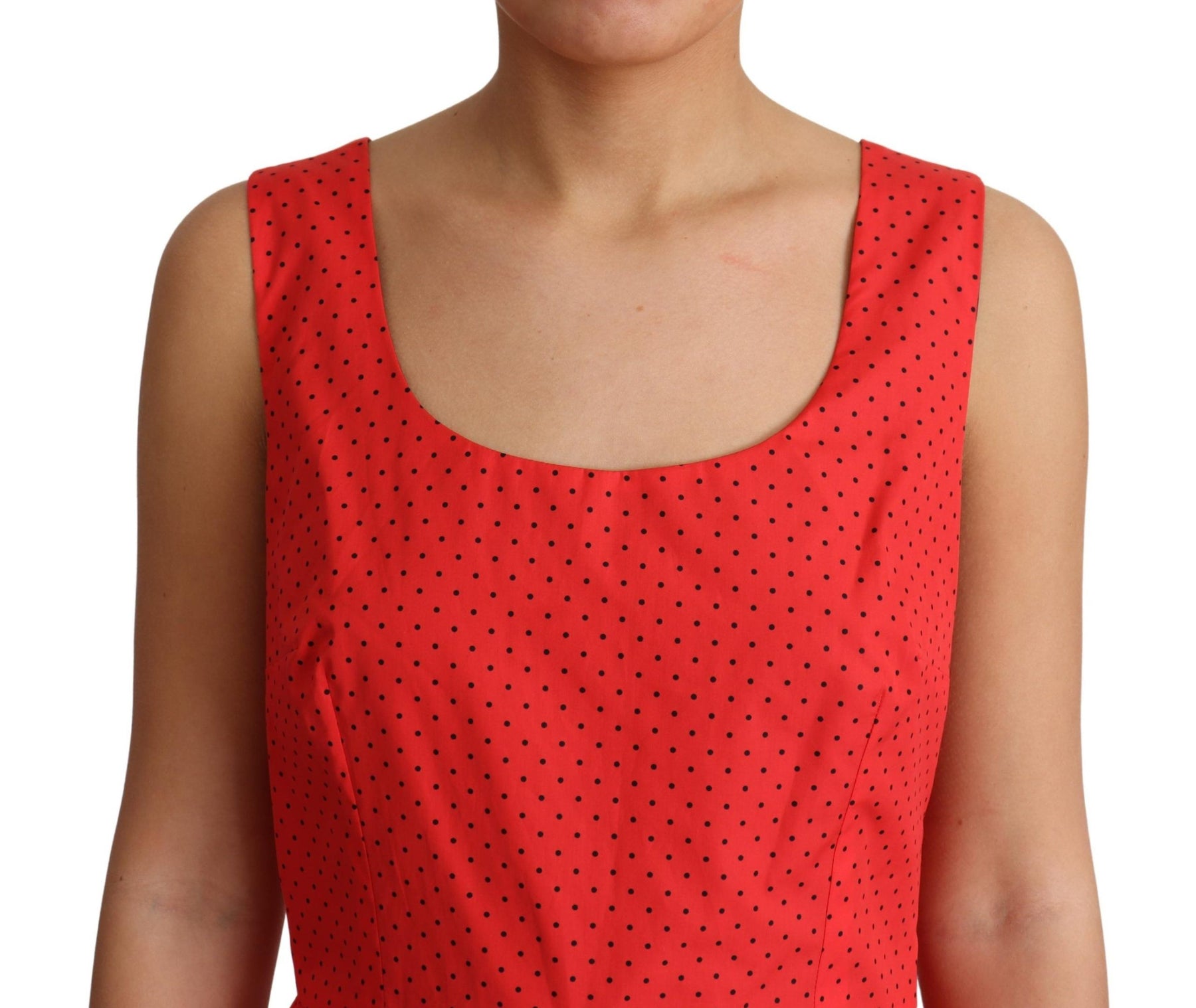 Dolce & Gabbana Red Polka Dotted Cotton A-Line  Dress | Regal Royce