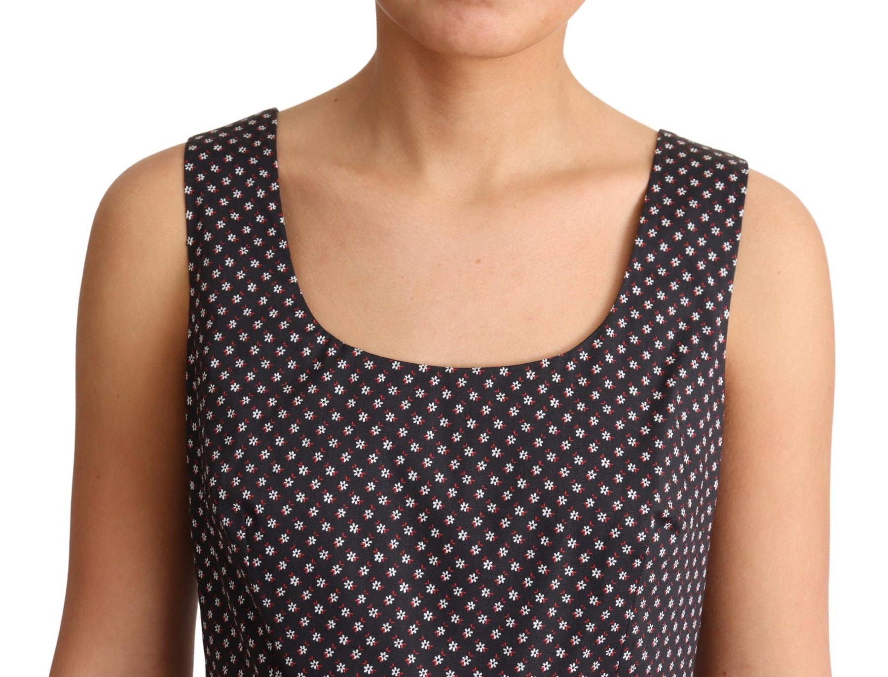 Dolce & Gabbana Black Floral Cotton A-Line Stretch Dress | Regal Royce