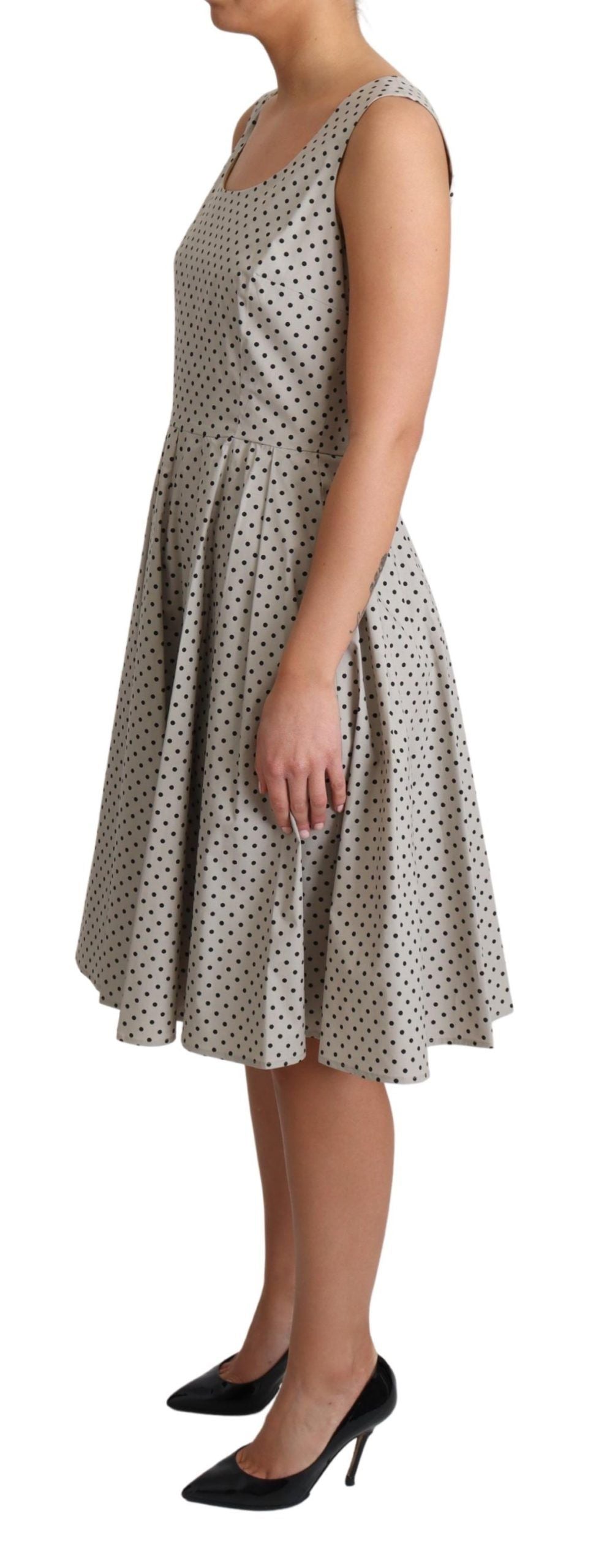 Dolce & Gabbana Beige Polka Dotted Cotton A-Line Dress | Regal Royce