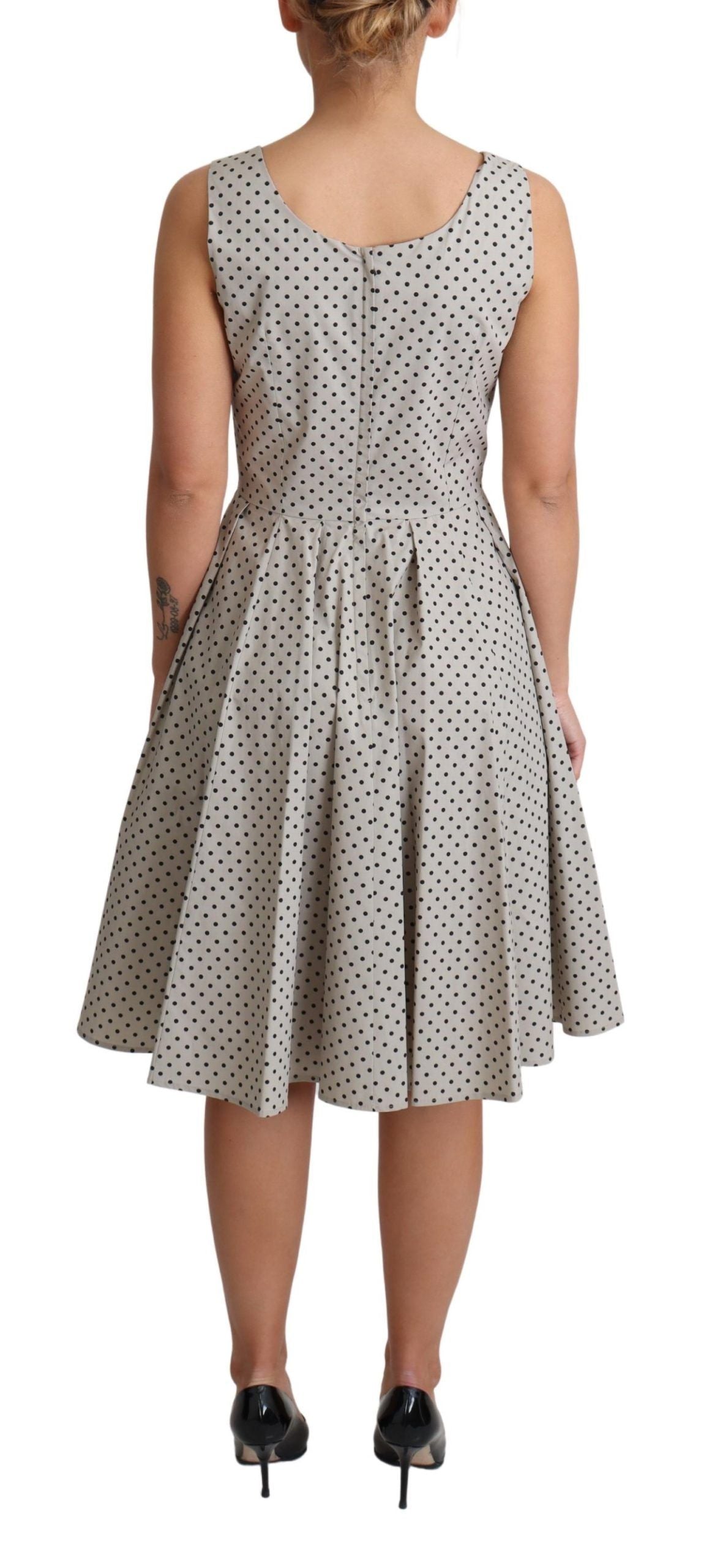 Dolce & Gabbana Beige Polka Dotted Cotton A-Line Dress | Regal Royce