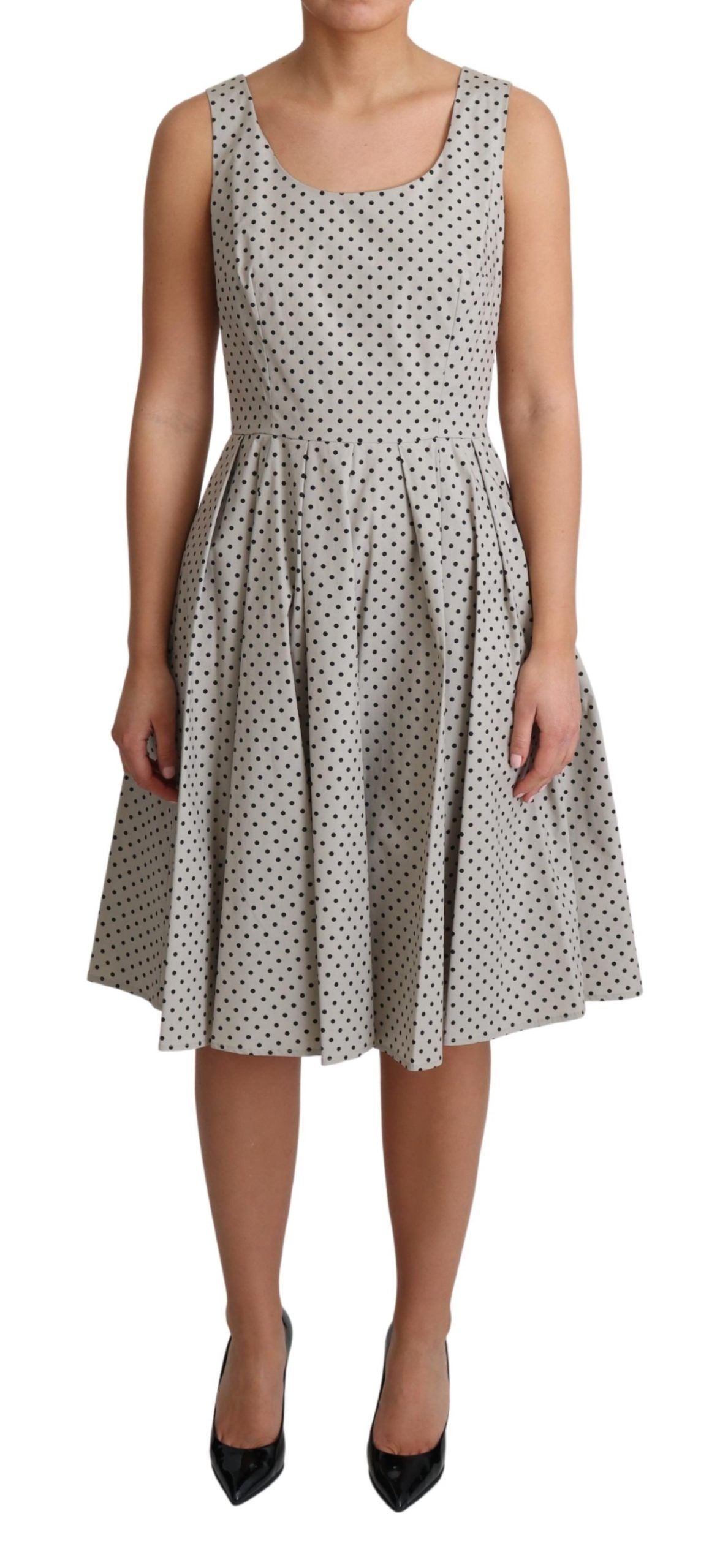 Dolce & Gabbana Beige Polka Dotted Cotton A-Line Dress | Regal Royce