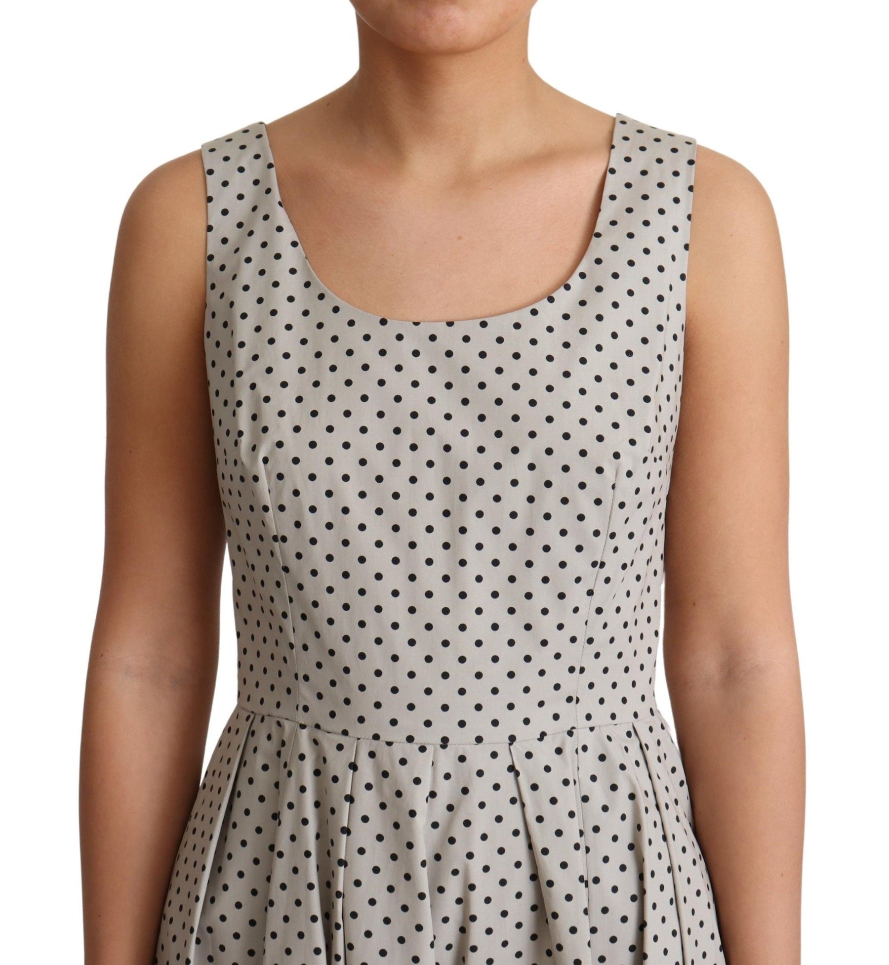 Dolce & Gabbana Beige Polka Dotted Cotton A-Line Dress | Regal Royce
