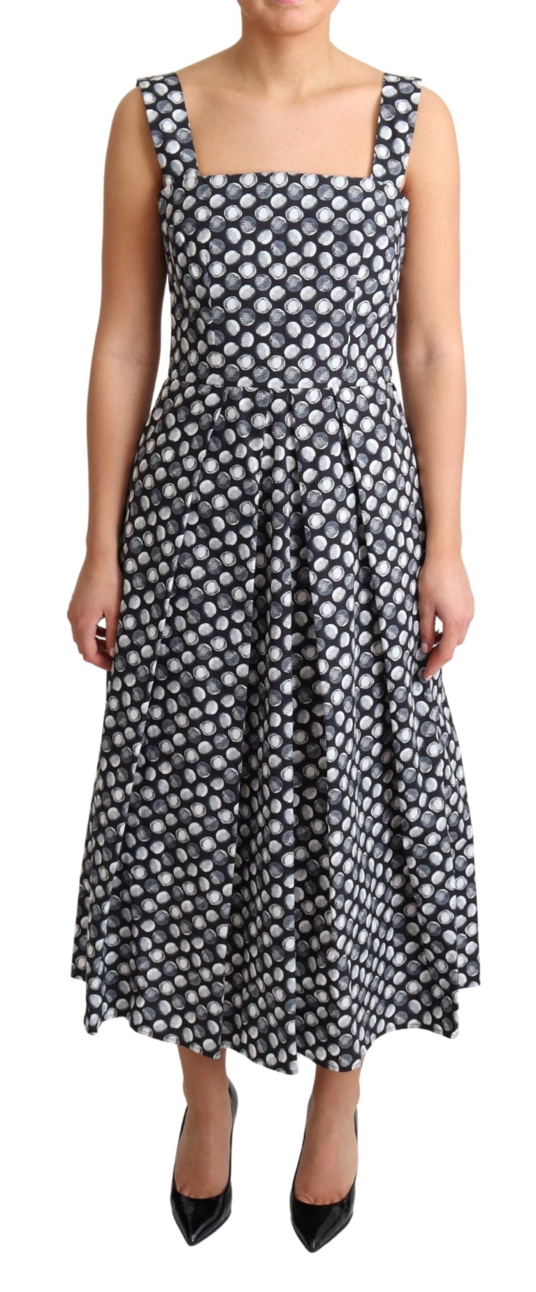 Dolce & Gabbana Blue Geometric Cotton A-Line Gown Dress | Regal Royce