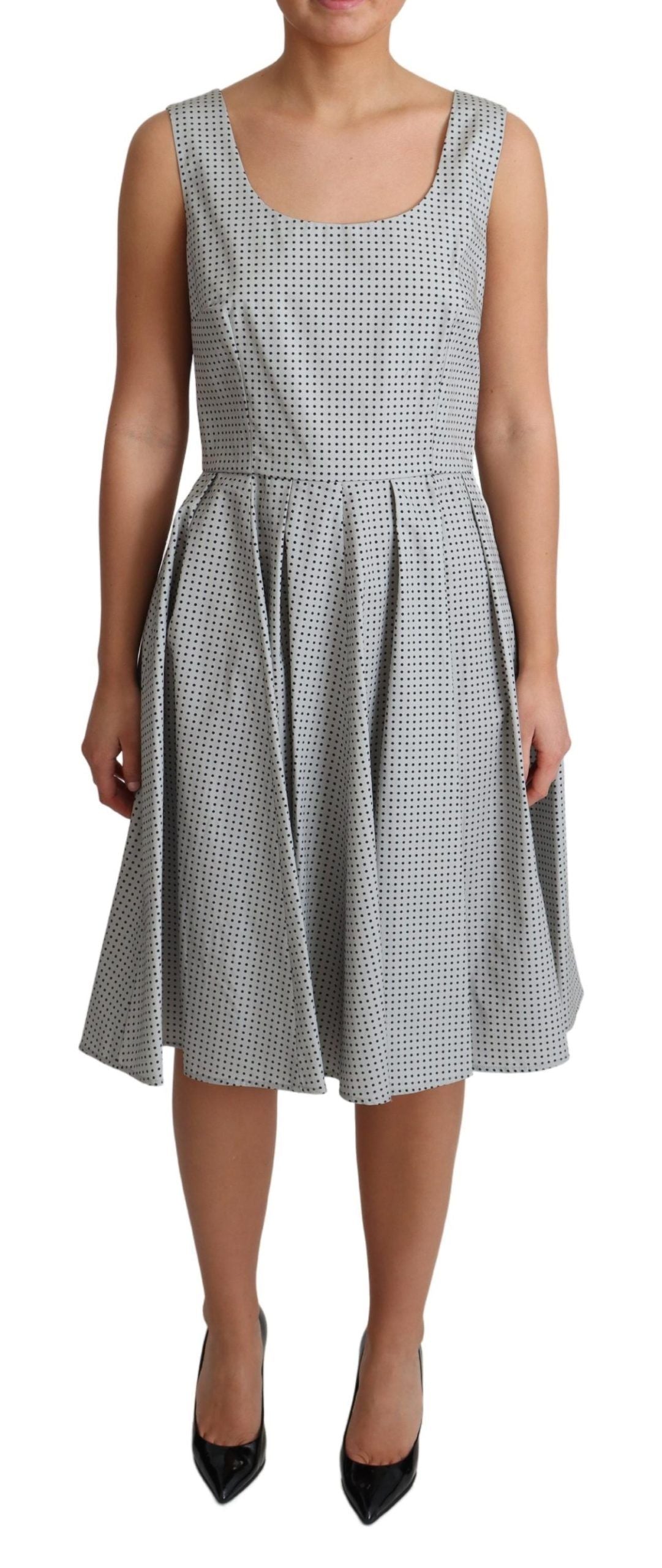 Dolce & Gabbana Gray Polka Dotted Cotton A-Line Dress | Regal Royce