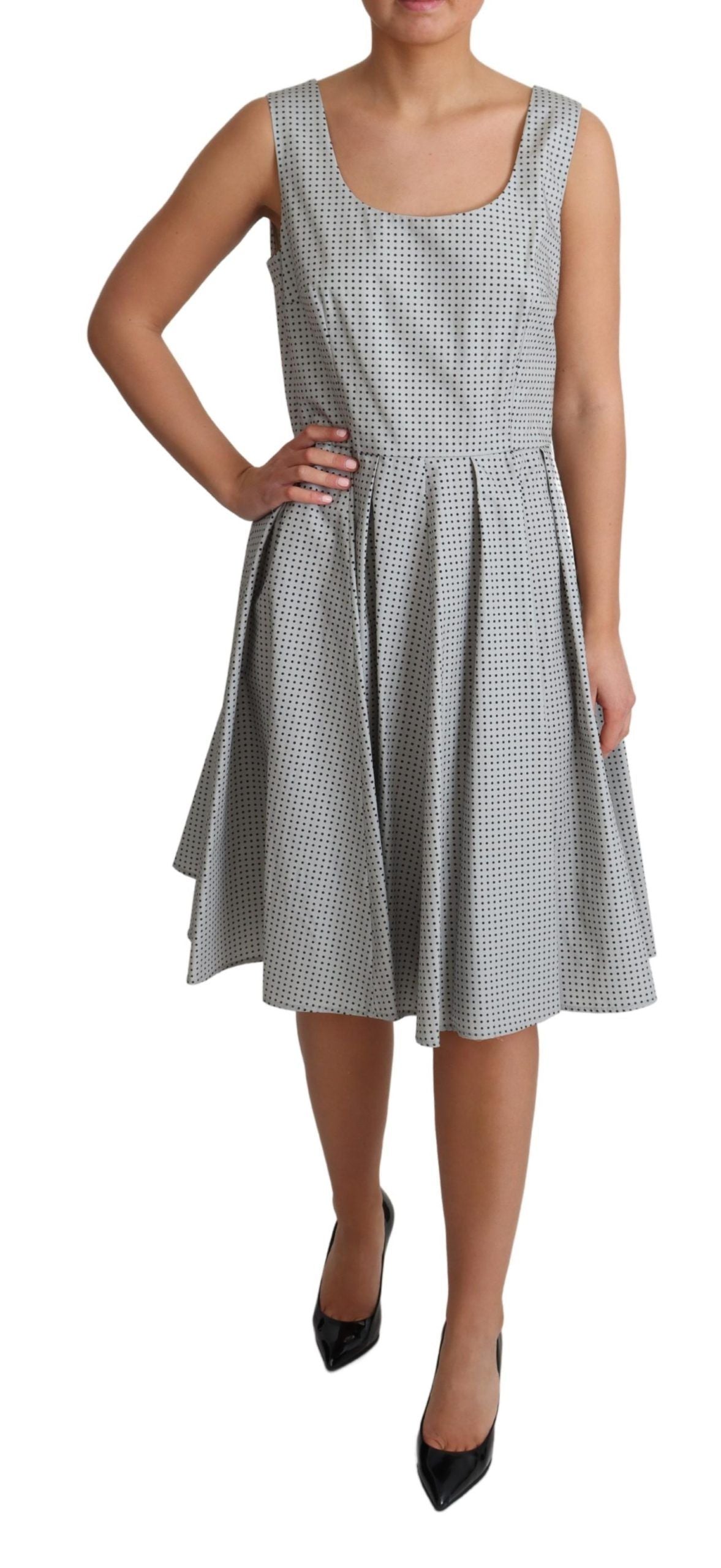Dolce & Gabbana Gray Polka Dotted Cotton A-Line Dress | Regal Royce