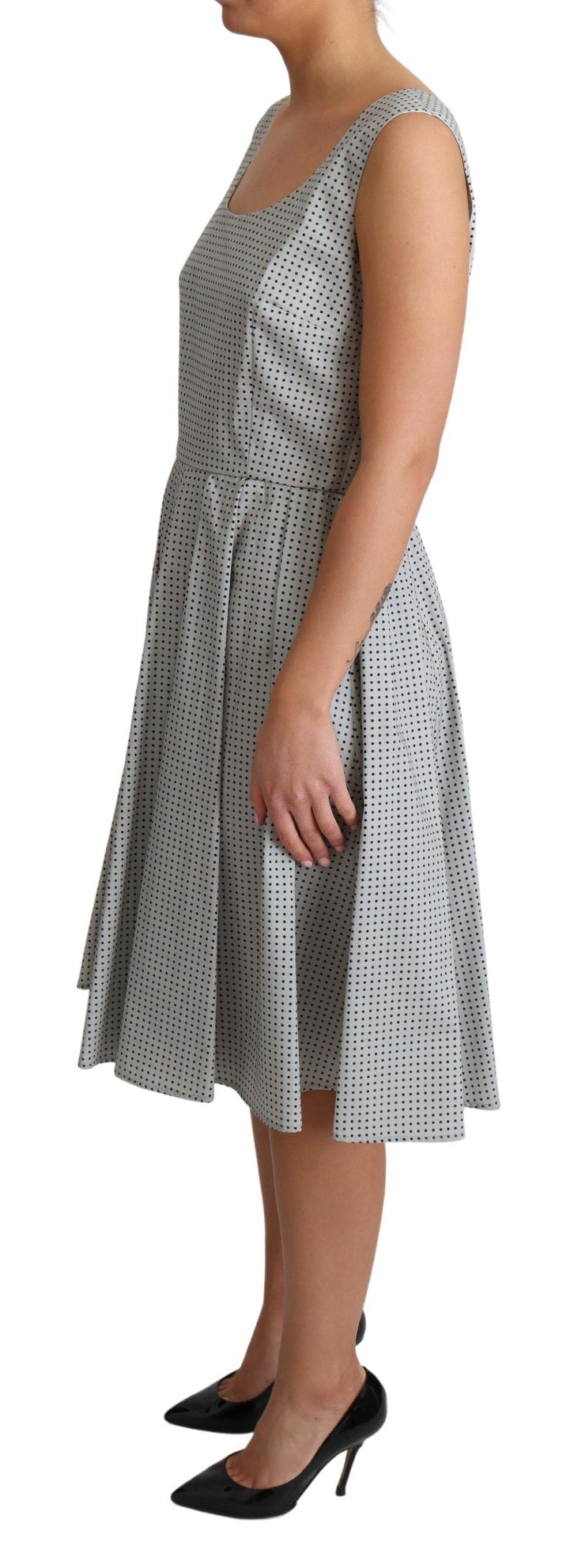 Dolce & Gabbana Gray Polka Dotted Cotton A-Line Dress | Regal Royce