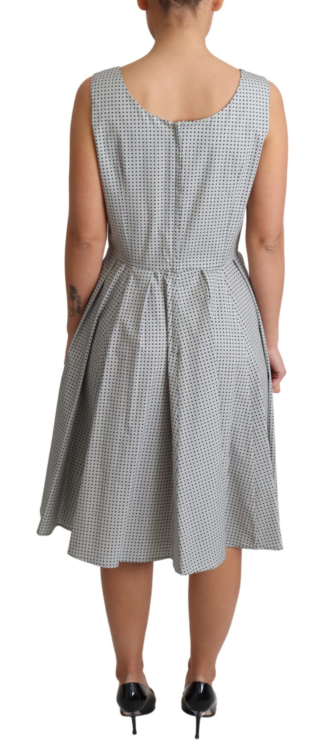 Dolce & Gabbana Gray Polka Dotted Cotton A-Line Dress | Regal Royce