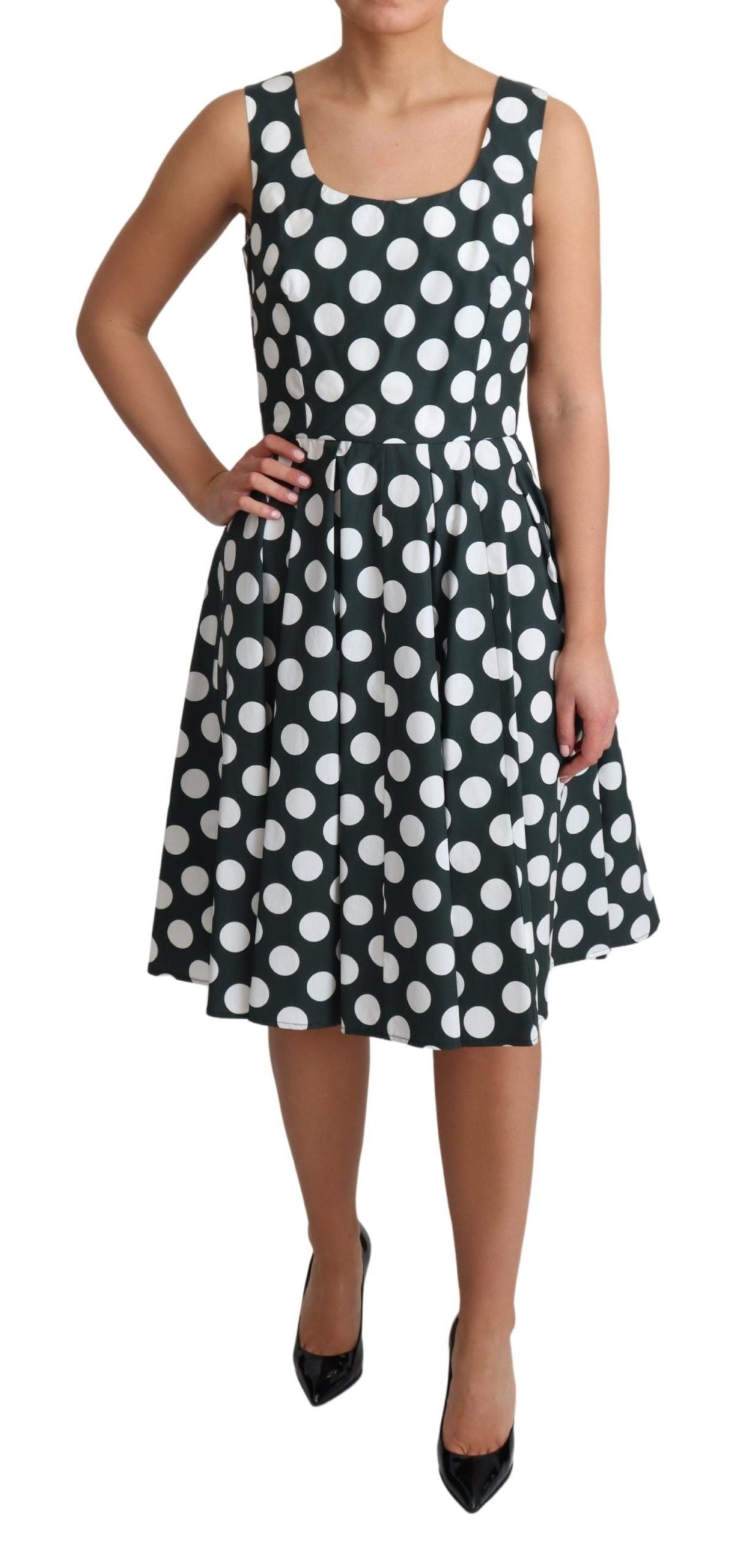 Dolce & Gabbana Green Polka Dotted Cotton A-Line Dress | Regal Royce