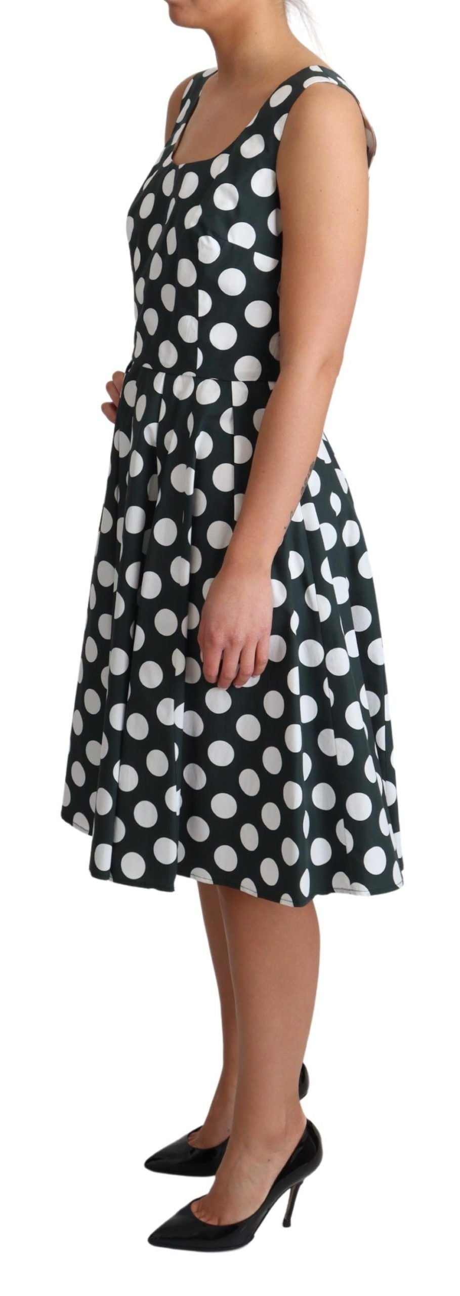Dolce & Gabbana Green Polka Dotted Cotton A-Line Dress | Regal Royce