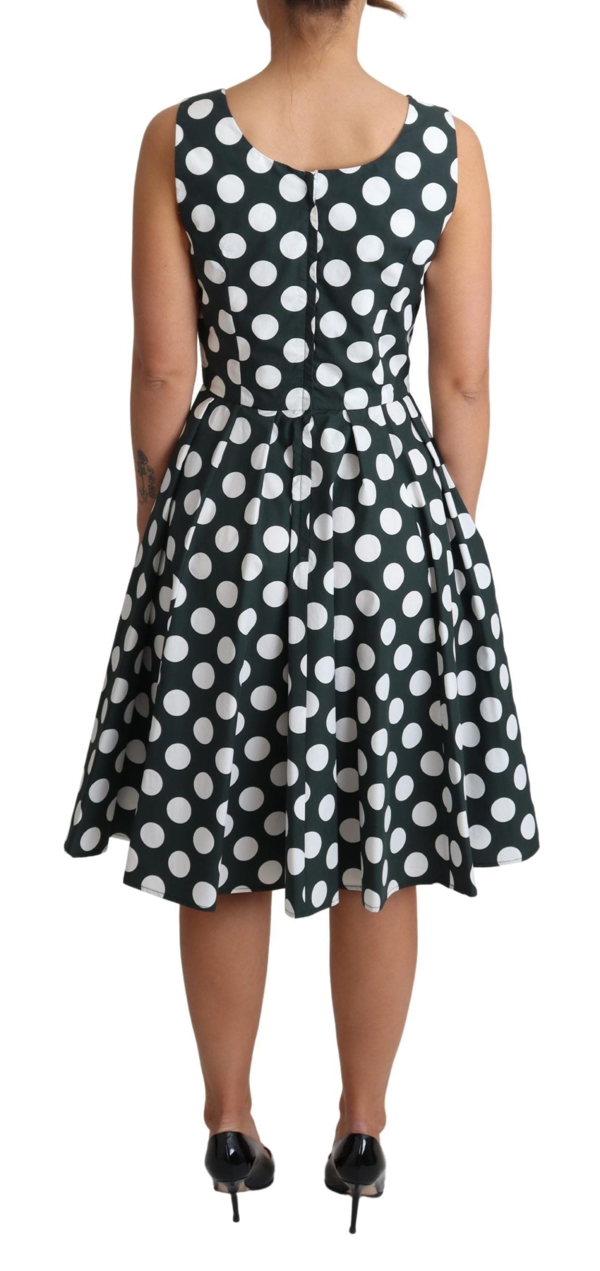 Dolce & Gabbana Green Polka Dotted Cotton A-Line Dress | Regal Royce