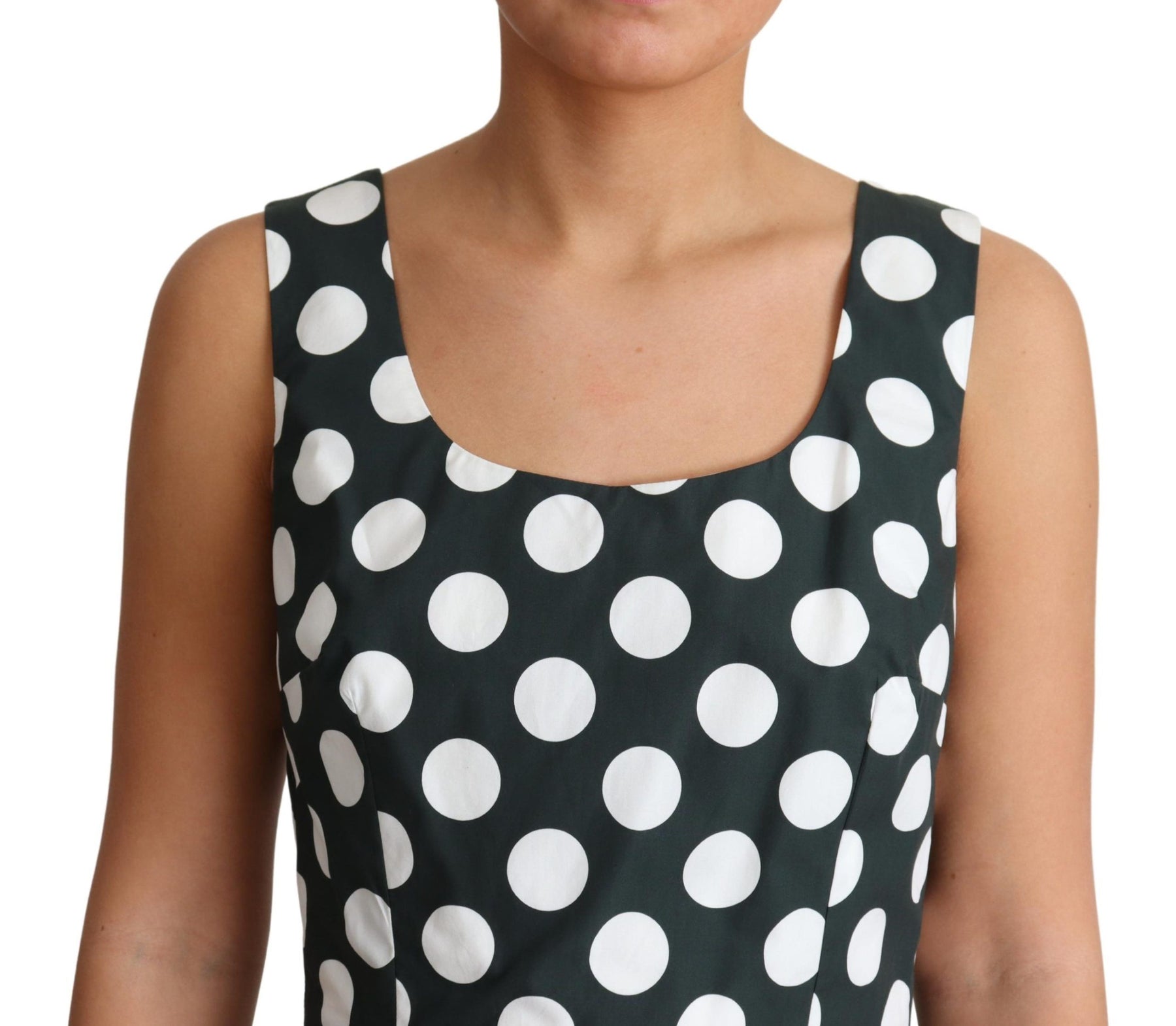 Dolce & Gabbana Green Polka Dotted Cotton A-Line Dress | Regal Royce