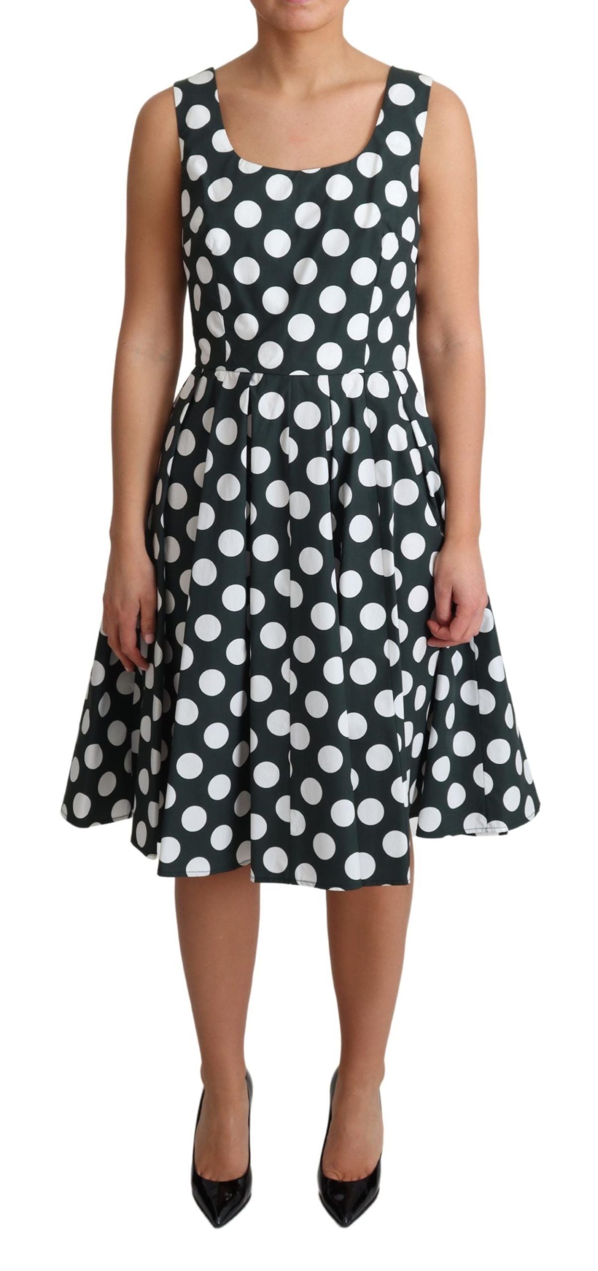Dolce & Gabbana Green Polka Dotted Cotton A-Line Dress | Regal Royce