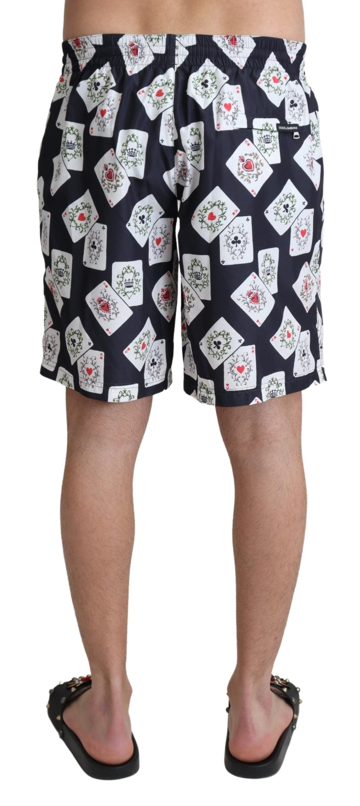 Dolce & Gabbana Black Card Deck Print Beachwear Swimshorts | Regal Royce
