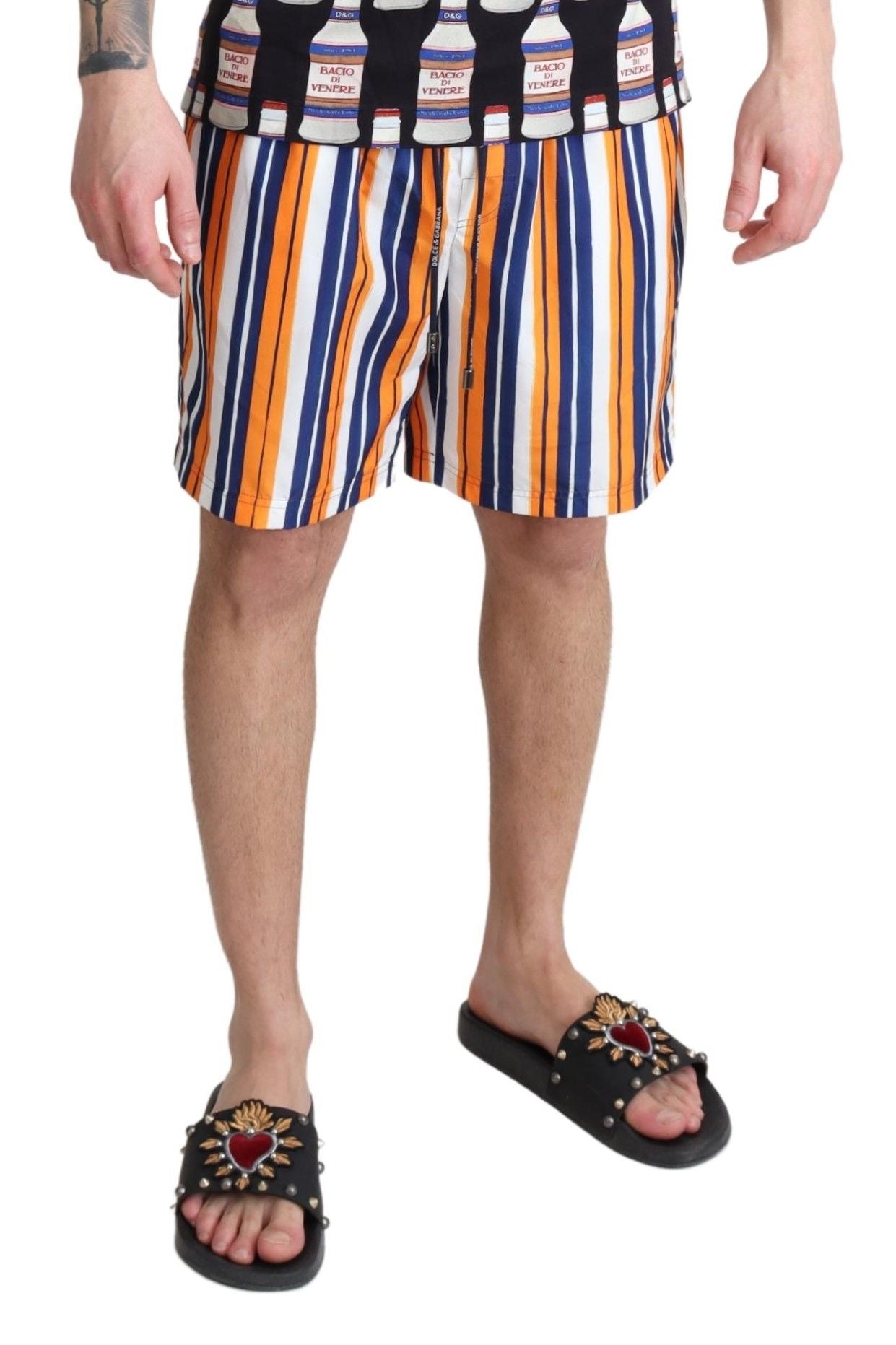 Dolce & Gabbana Multicolor Striped Beachwear Swimshorts | Regal Royce