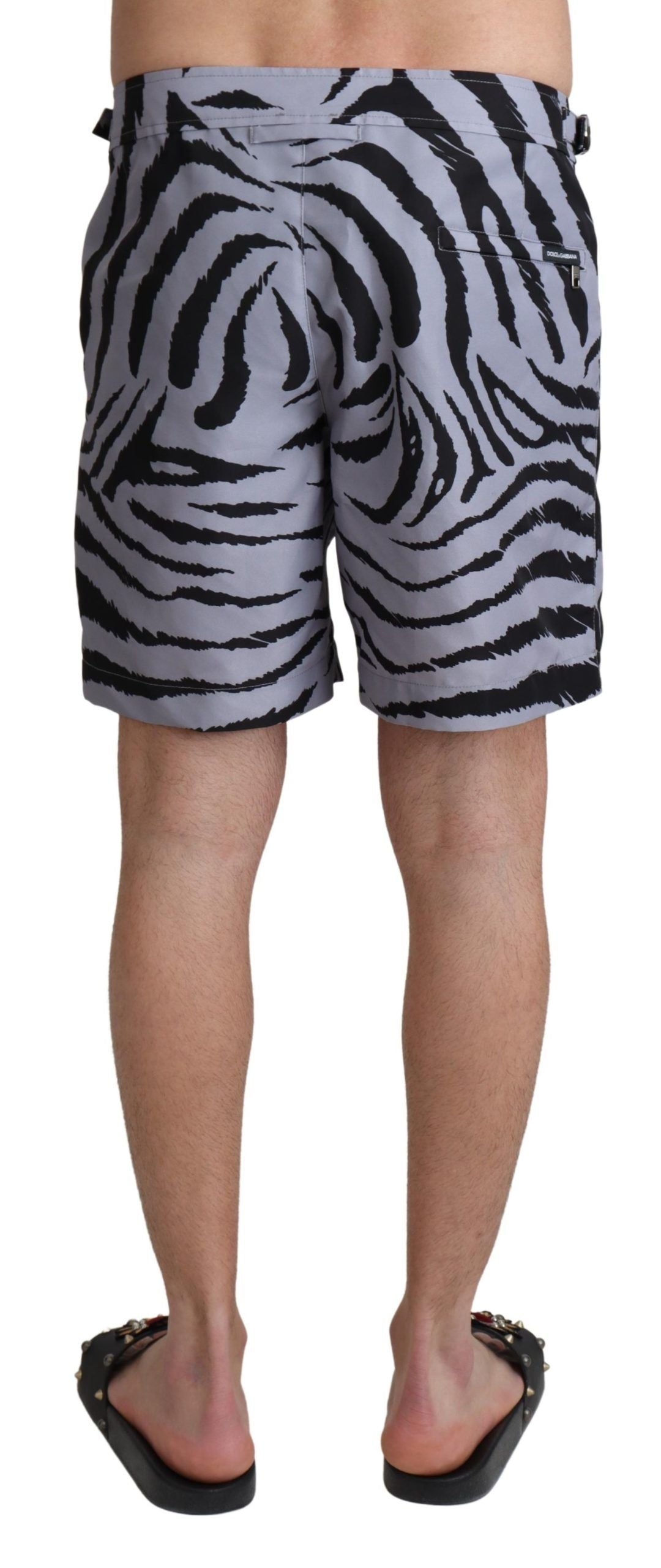 Dolce & Gabbana Gray Zebra Print Beachwear Shorts | Regal Royce