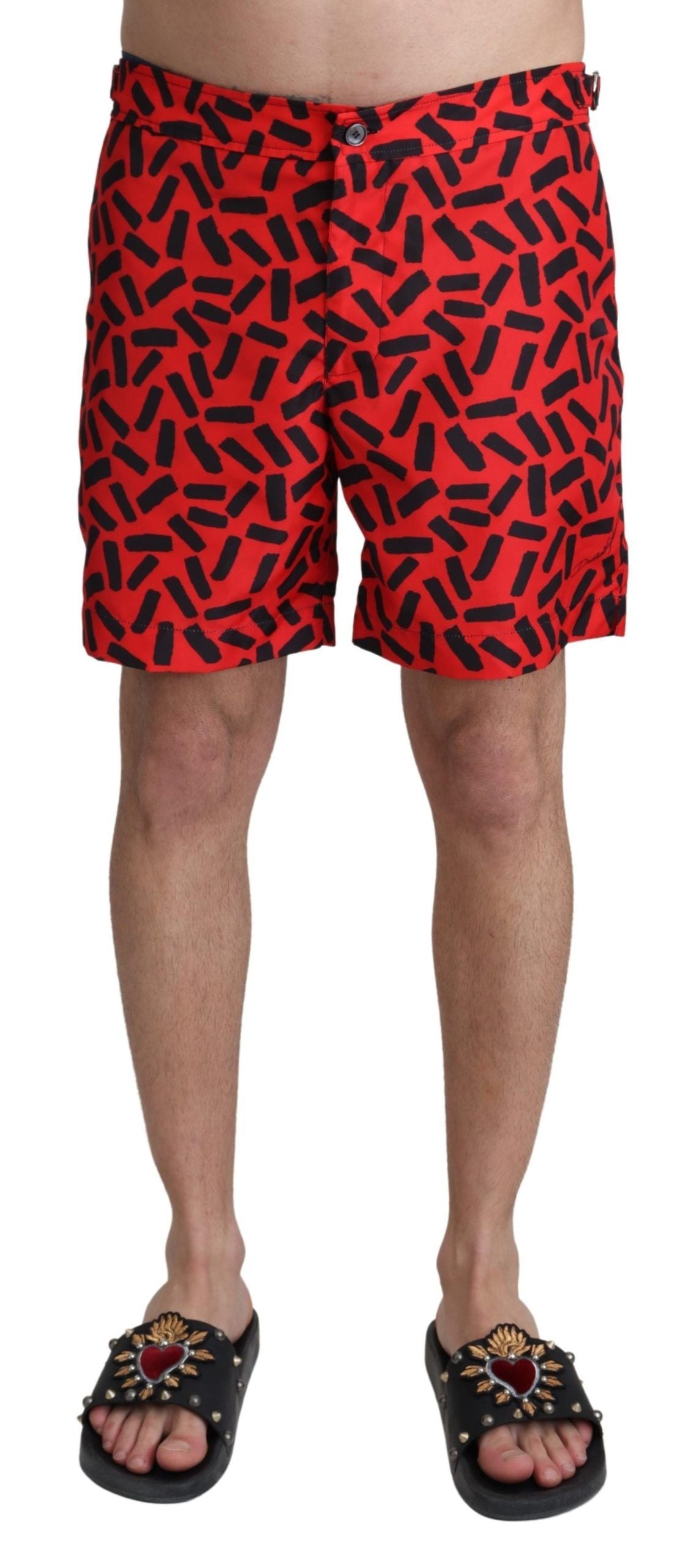Dolce & Gabbana Red Patterned Beachwear Shorts Swimwear | Regal Royce