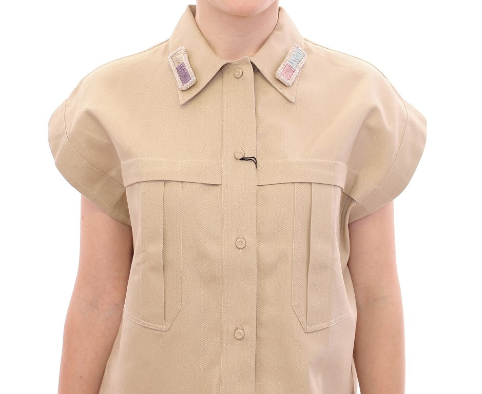 Andrea Incontri Beige Sleeveless Blouse Top | Regal Royce