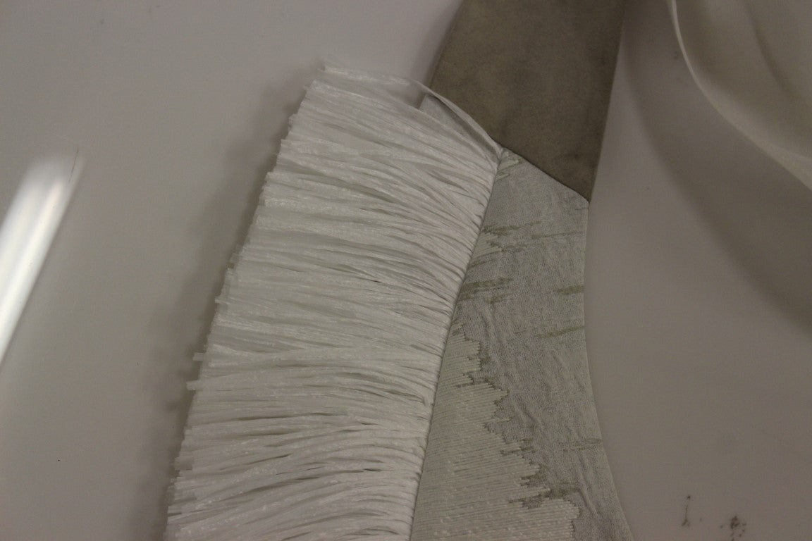 Arzu Kaprol White Lashes Open Back Vest Jacket | Regal Royce