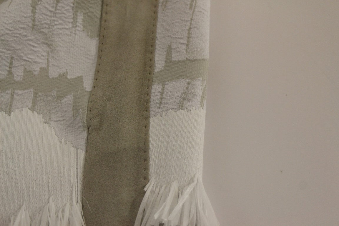 Arzu Kaprol White Acrylic Straight Pencil Skirt | Regal Royce