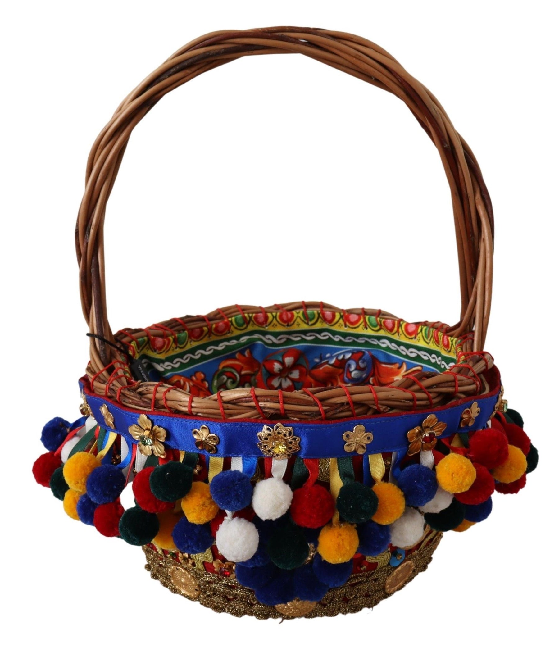 Dolce & Gabbana Multicolor Cotton Embellished Agnese Basket Tote Bag | Regal Royce