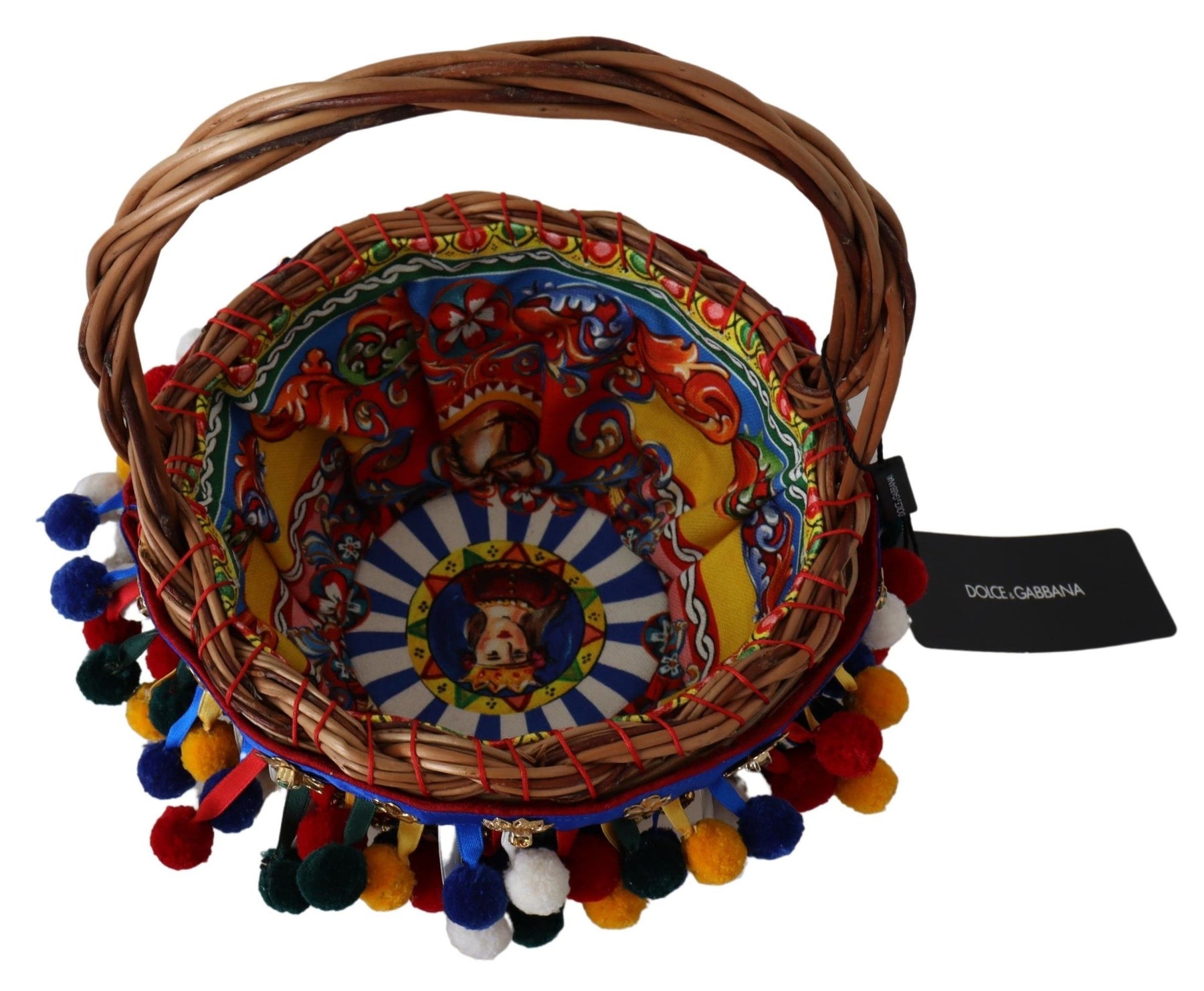 Dolce & Gabbana Multicolor Cotton Embellished Agnese Basket Tote Bag | Regal Royce