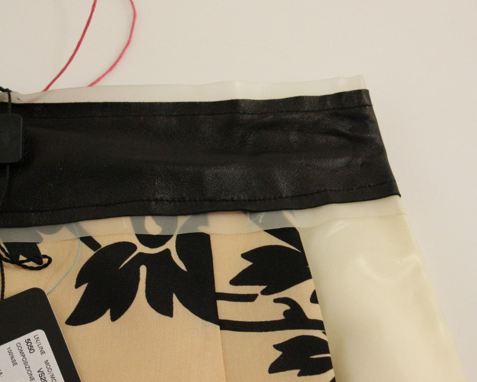 Caterina Gatta Beige Floral Print Silk Mini Skirt | Regal Royce