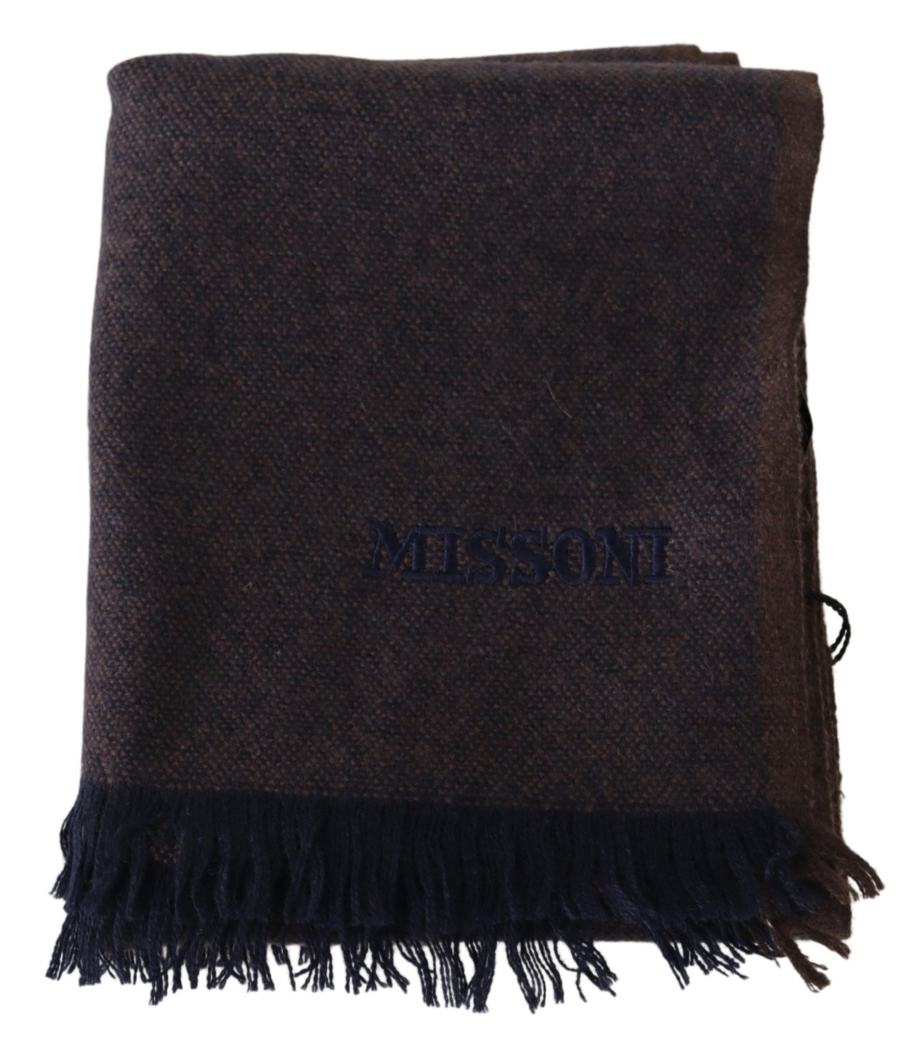 Missoni Brown 100% Cashmere Unisex Neck Wrap Fringes Scarf | Regal Royce