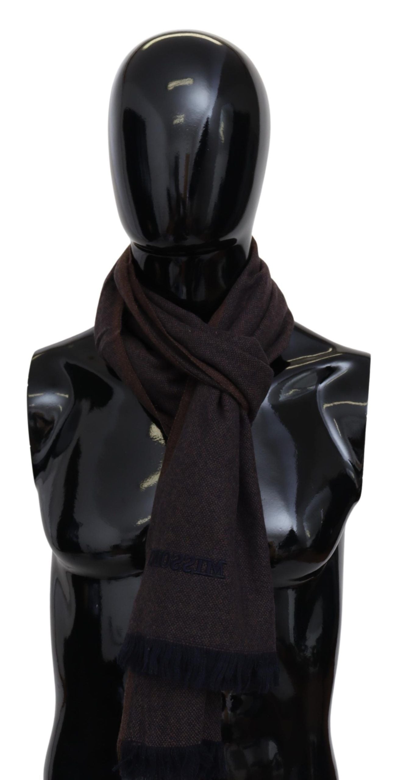Missoni Brown 100% Cashmere Unisex Neck Wrap Fringes Scarf | Regal Royce