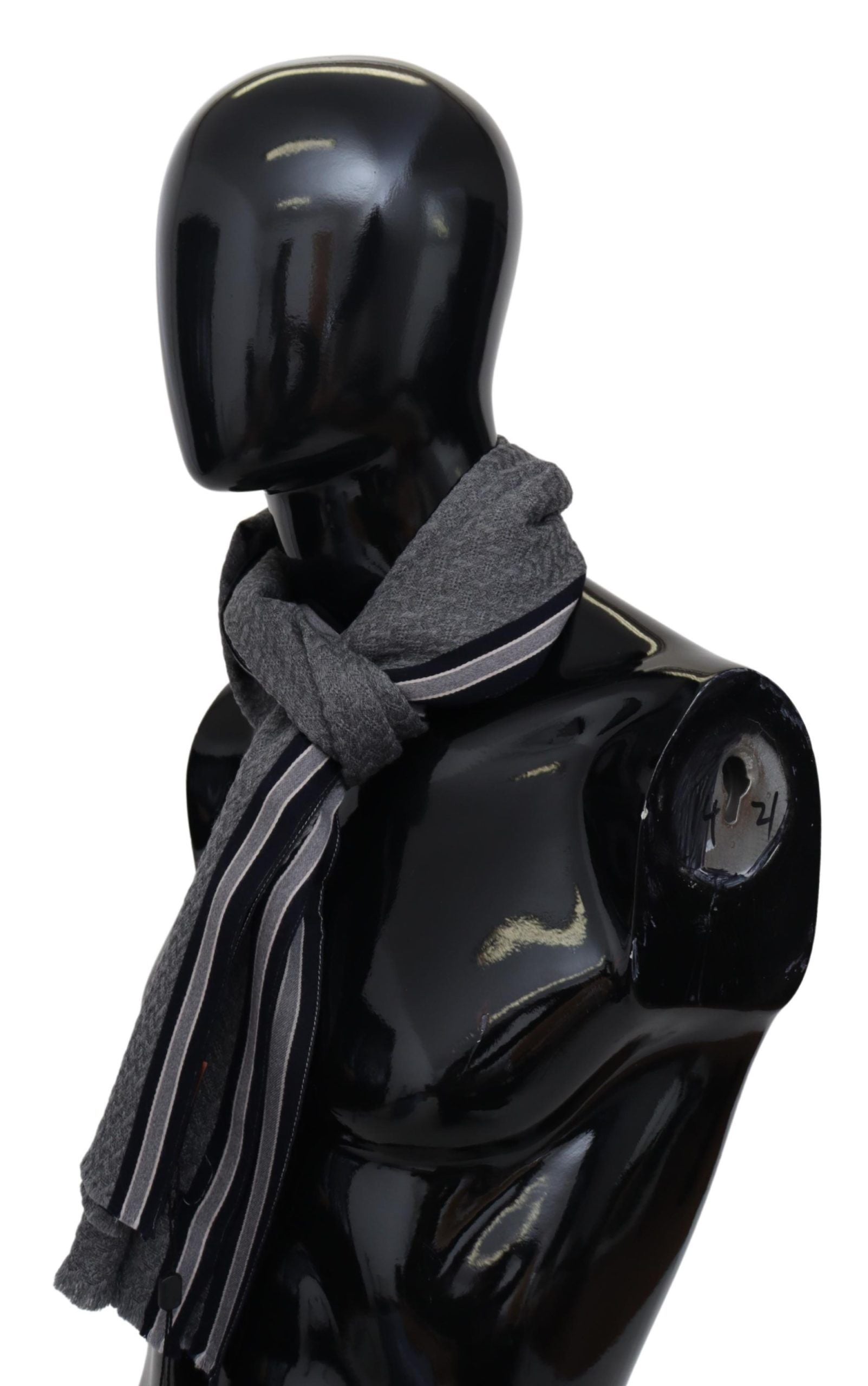 Missoni Gray Stripes Pattern 100% Wool Unisex Neck Wrap Scarf | Regal Royce