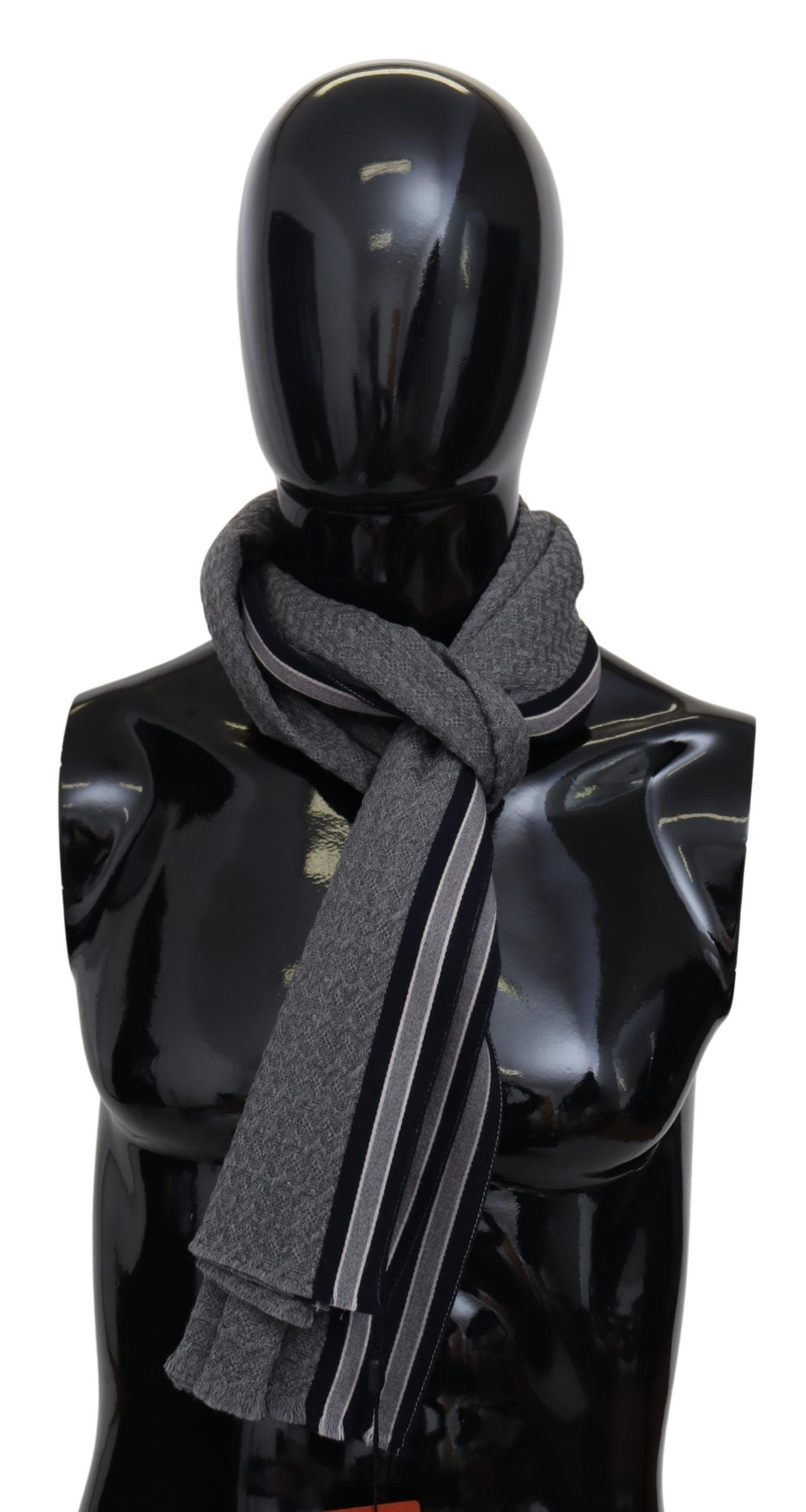 Missoni Gray Stripes Pattern 100% Wool Unisex Neck Wrap Scarf | Regal Royce