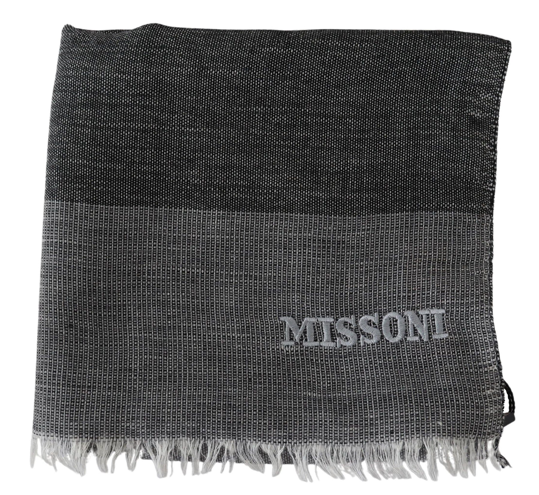 Missoni Gray Striped Wool Unisex Neck Wrap Fringes Scarf | Regal Royce