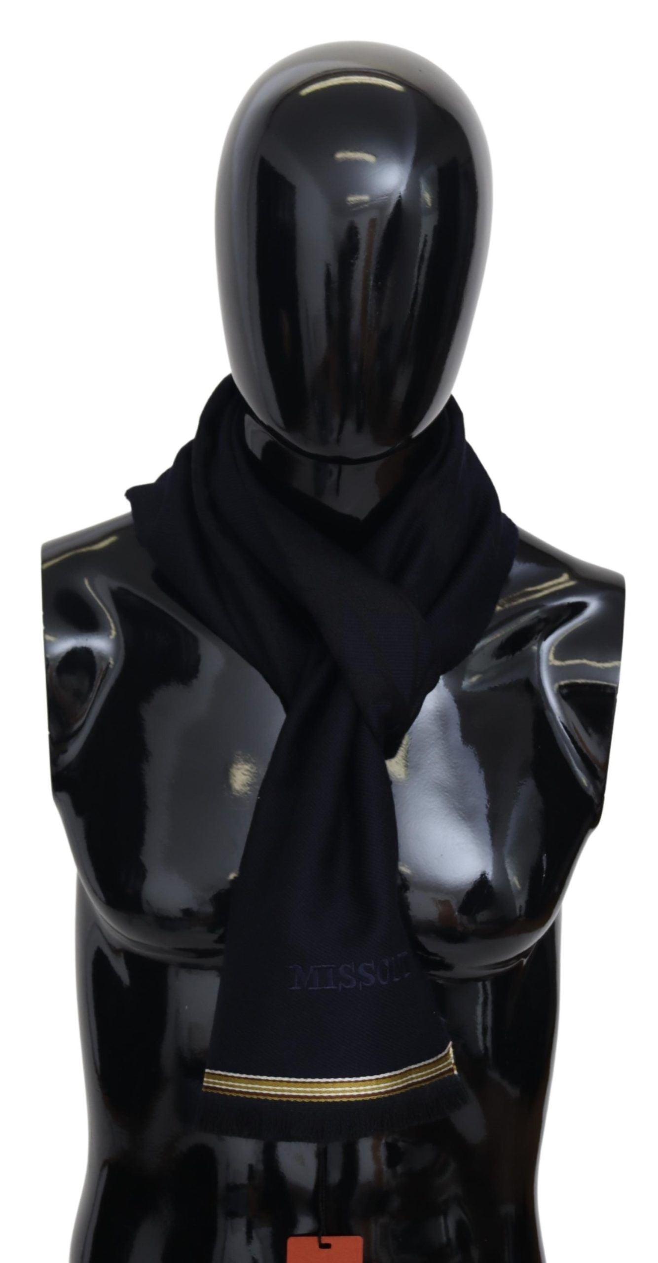 Missoni Black 100% Wool Unisex Neck Wrap Fringes Scarf | Regal Royce