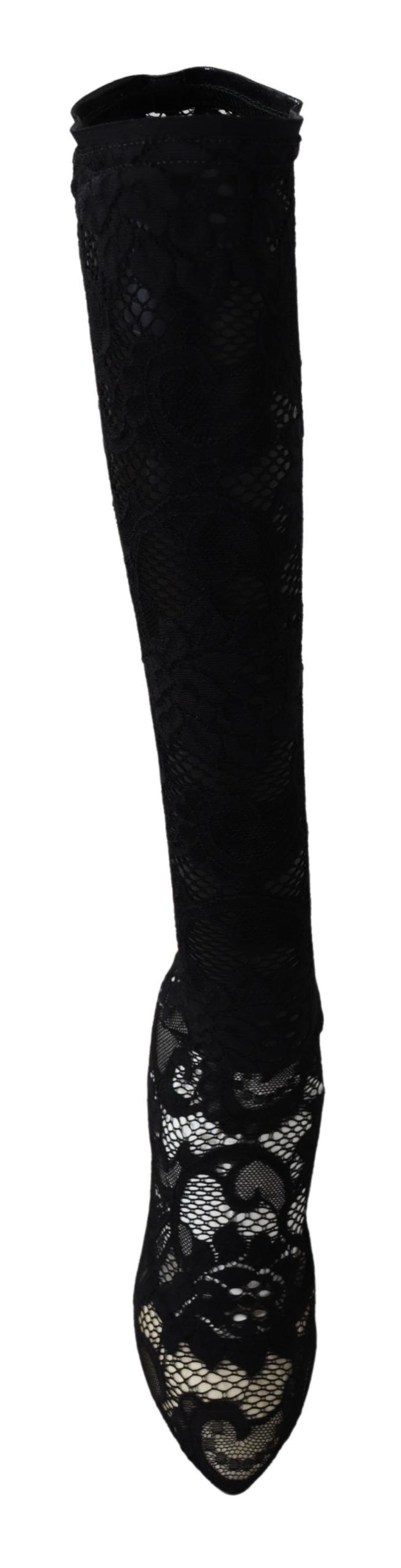 Dolce & Gabbana Black Taormina Lace Socks Boots Shoes Pumps | Regal Royce