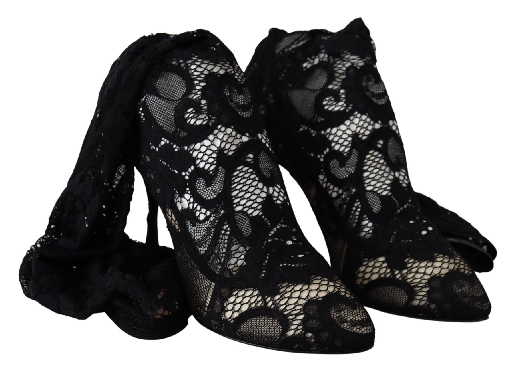 Dolce & Gabbana Black Taormina Lace Socks Boots Shoes Pumps | Regal Royce
