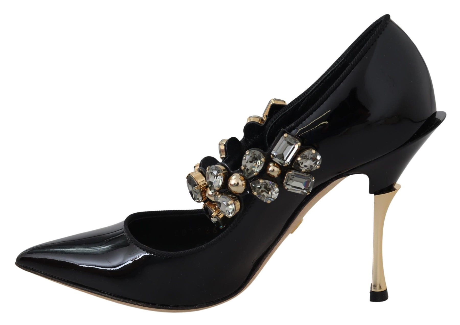 Dolce & Gabbana Black Leather Crystal Shoes Mary Jane Pumps | Regal Royce