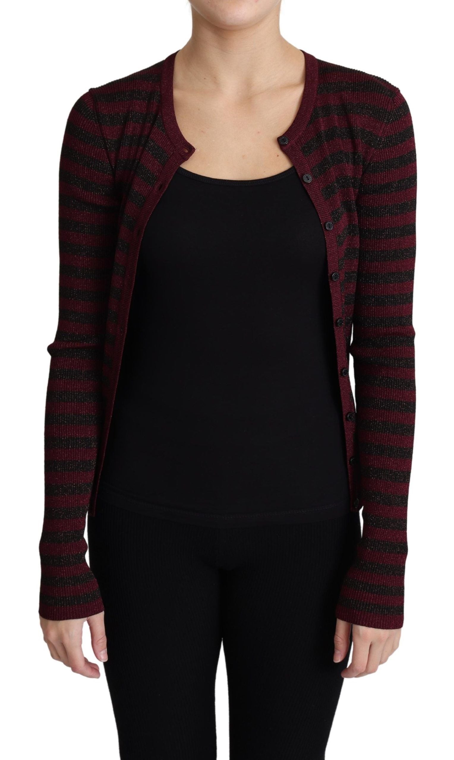 Dolce & Gabbana Black Red Striped Viscose Cardigan Sweater | Regal Royce