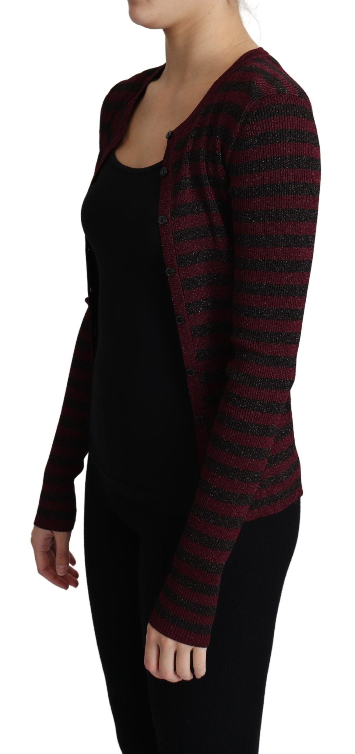 Dolce & Gabbana Black Red Striped Viscose Cardigan Sweater | Regal Royce